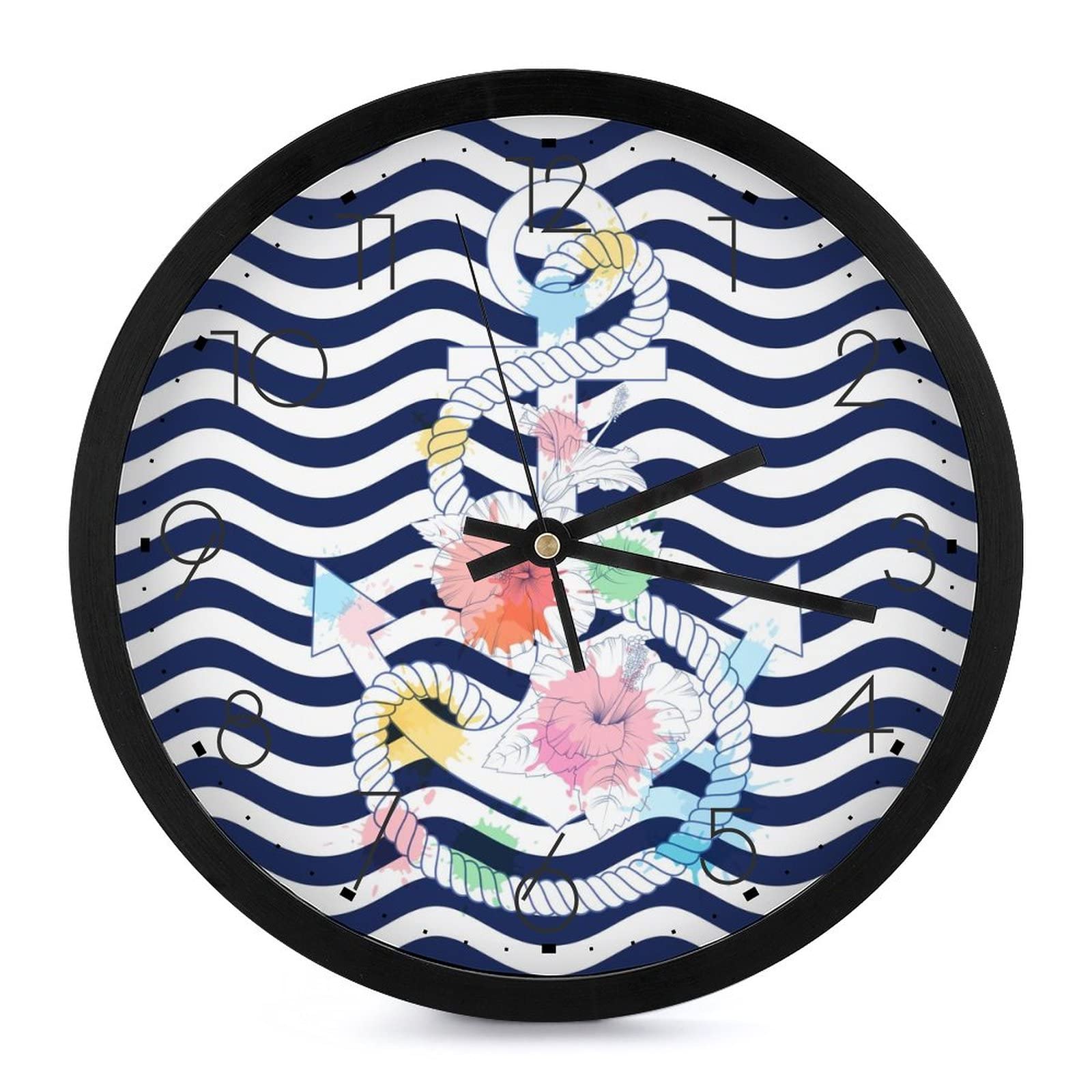 Pendule Murale Silencieuse Fleurs 25.4cm Horloge Moderne Salon