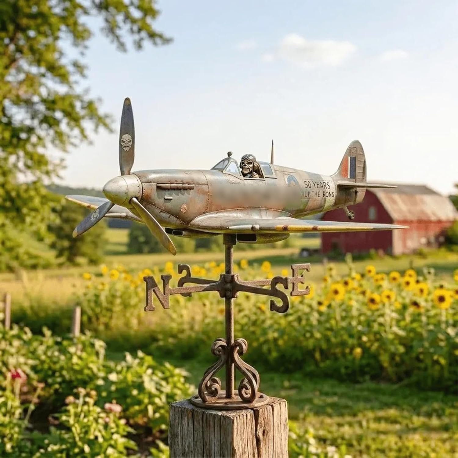 50th Anniversary Commemorative Garden Wind Spinnerd, Vintage Airplane Metal Yard Spinner, Outdoor Lawn Decor (1 PC)