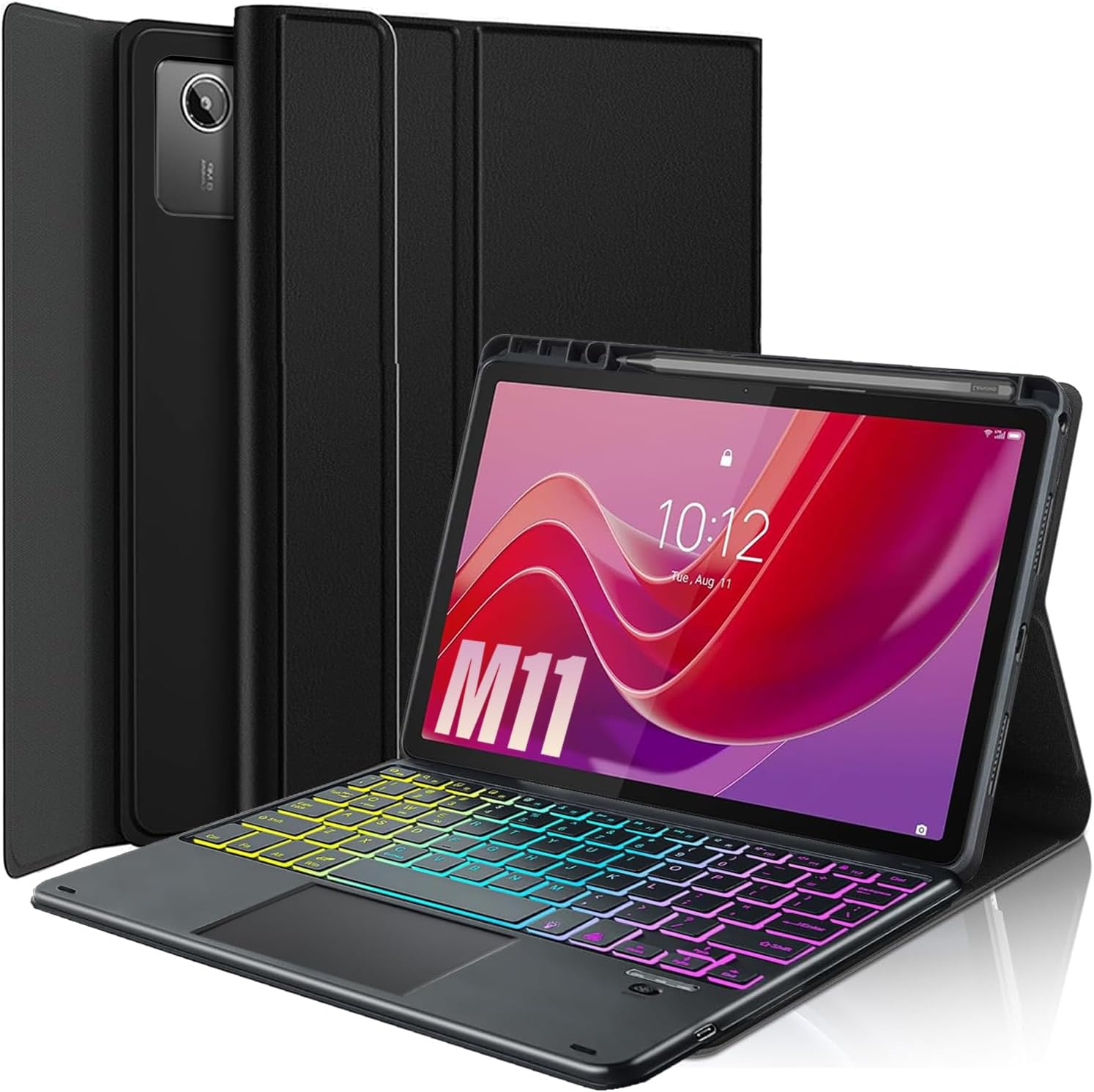 Touchpad Keyboard Case for Lenovo Tab M11/Tab K11 LTE 11" 2024 TB330FU, LDSOYIA Rainbow Backlit Wireless Trackpad Keyboard PU Cover Case for 11 Inch Lenovo Tab M11/Tab K11 LTE 2024 Tablet