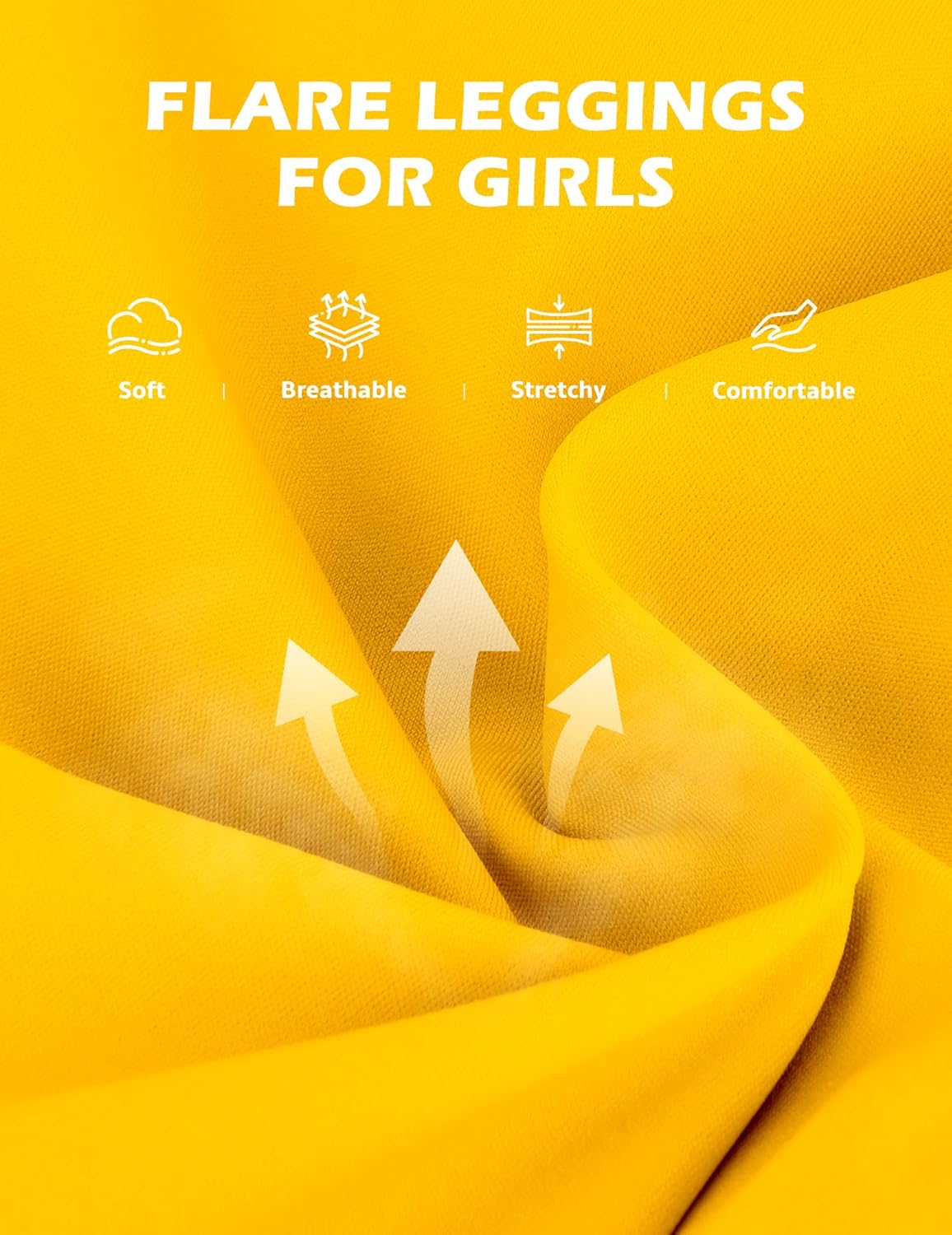 Toddler Girls Flared Leggings Yoga Pants Cross Over High Waisted Bell Bottom Pants for Toddler Kids Stretchy Casual Bootcut Leggings for Dance Activewear Full Length Bright Yellow 5Y-6Y - Image 4