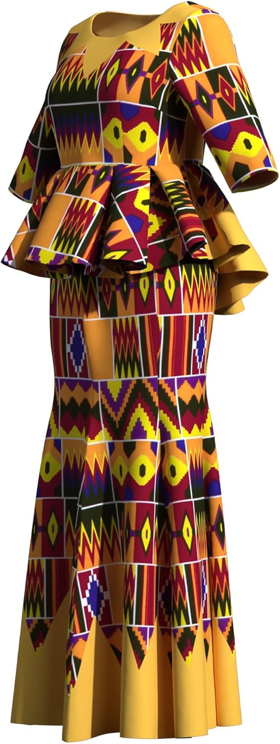 ABCWAX Women's Sexy Slim Long Dresses with Hijab African Printed Traditional Evening Gowns African Women's Costumes - Image 6