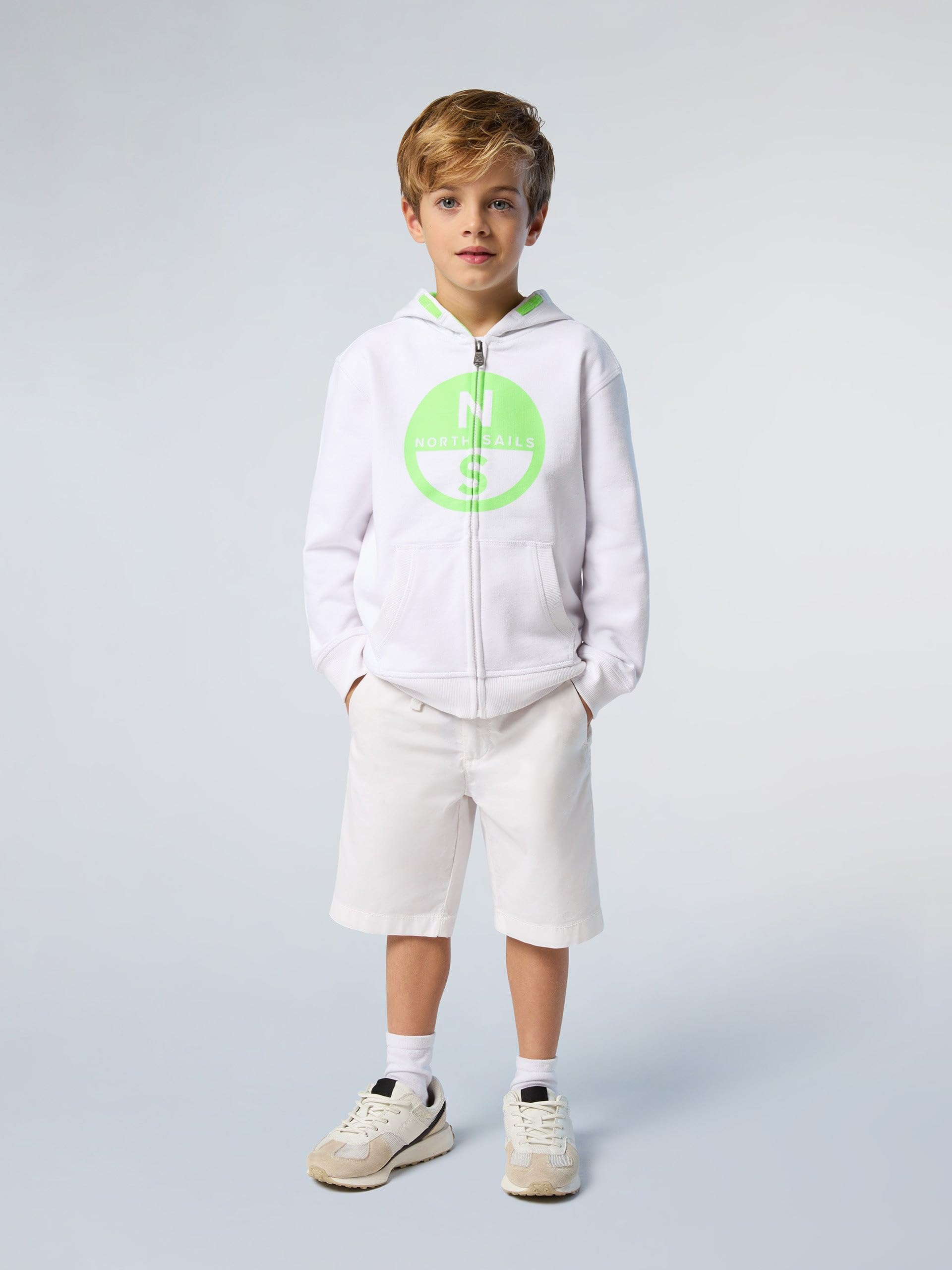 NORTH SAILS Felpa Hoodie Bambino in Cotone Organico con Zip e Maxi Logo