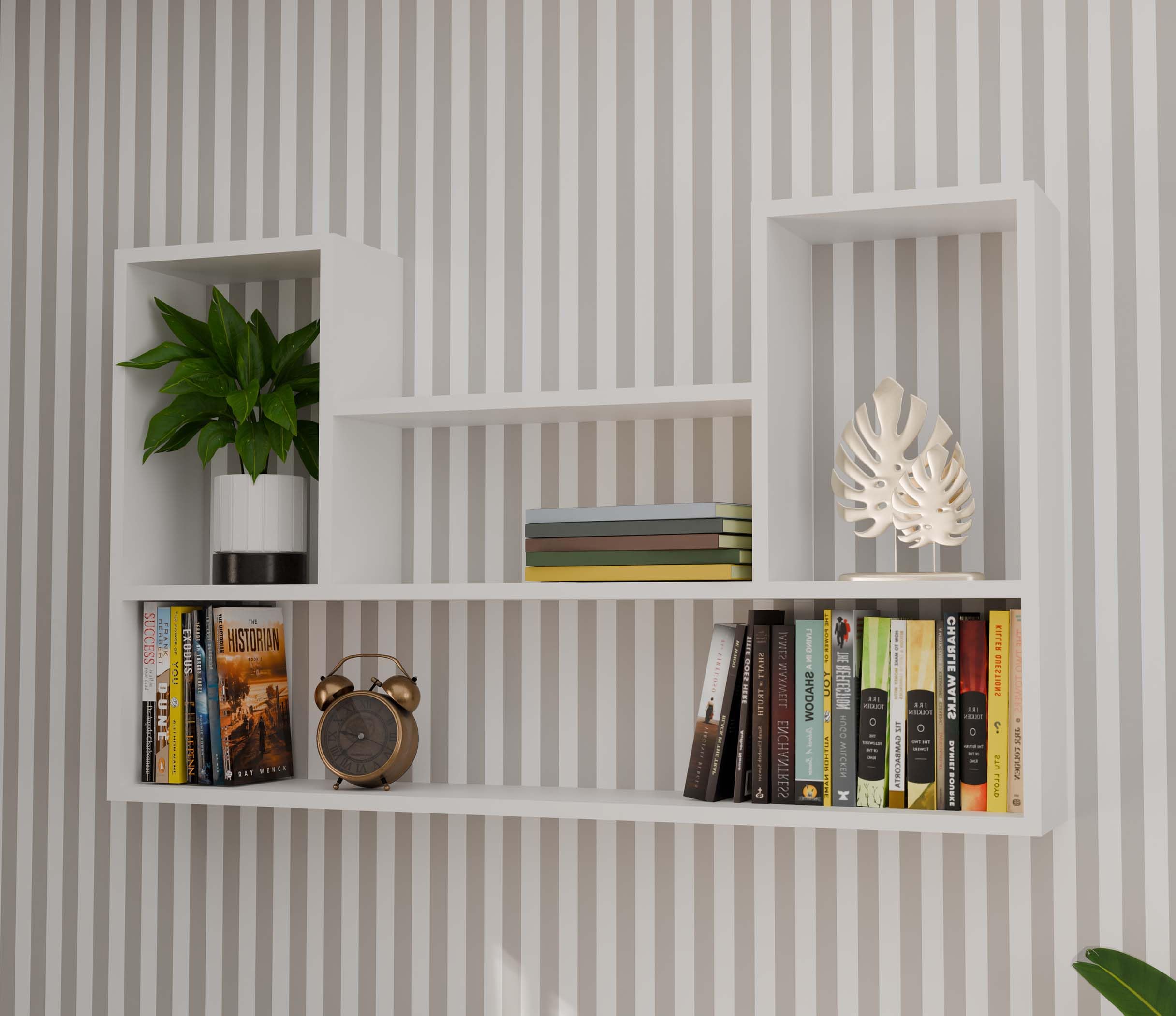 CDF Bilbao 4P - Estantería colgante (4 unidades), color blanco, para salón, oficina y estudio, estantería para libros y juguetes, moderna, ideal para habitaciones infantiles, habitaciones para