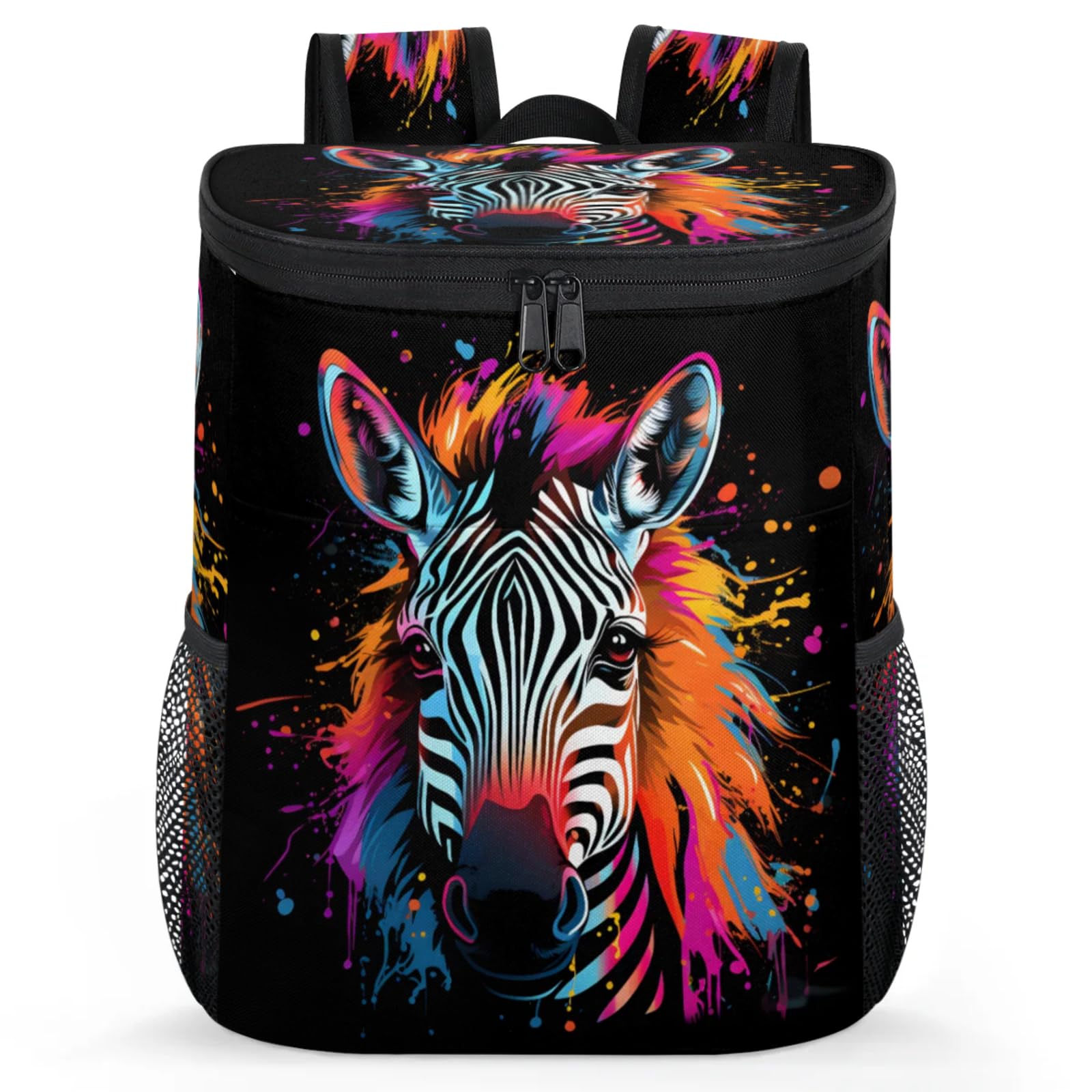 CNNINGYI Insulated Cooler Backpack 30 Cans, Zebra Print Leak Proof Cooler Bag, Lightweight Backpack Coolers for Picnic Fishing Hiking Camping Park Beach, Colorful Animal