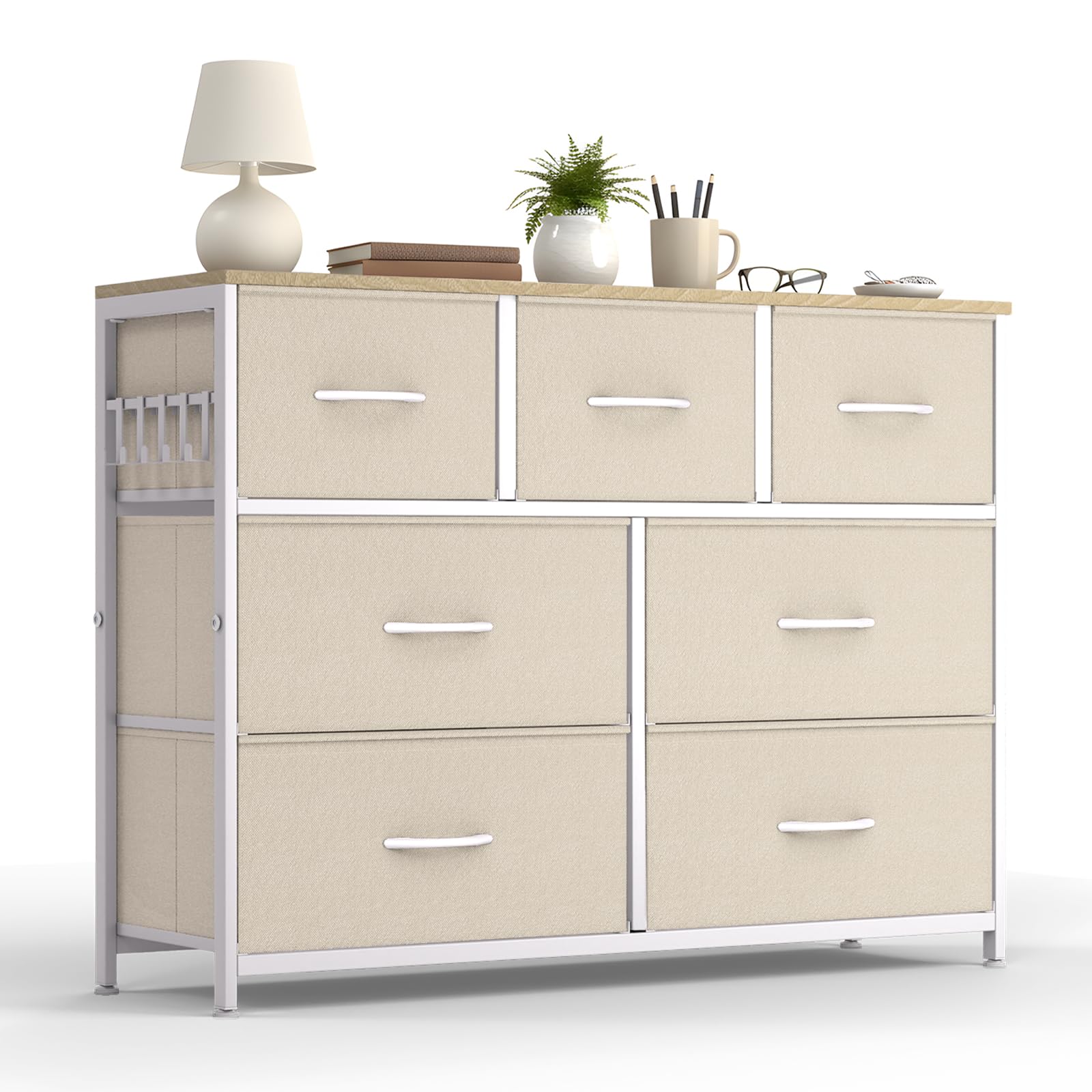 HOKEEPER Kommode | schmal, Sideboard, Chest of Drawers, Holz, für Wohnzimmer, für Schlafzimmer, für Flur, Schwarz