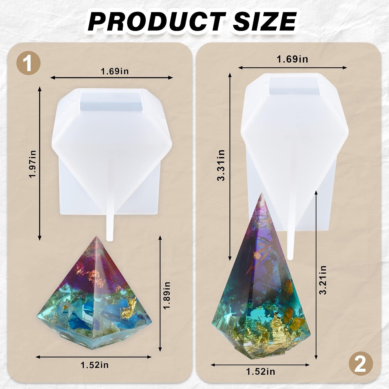 Pyramid Molds for Resin, 4 Pcs Ring Cone Holder Silicone Molds, Candle Molds for Pyramid Candle Making, Epoxy Resin Molds for Jewelry Display Stand, Halloween Gifts, Christmas Decoration