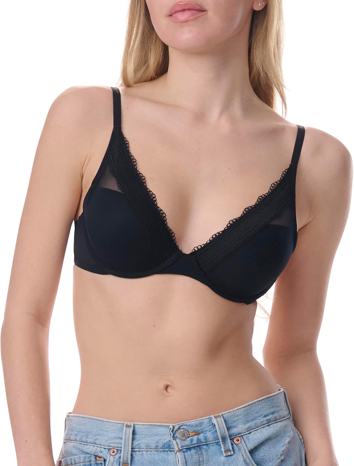 Tommy Hilfiger Womens Half Pad Mesh Bra with Underwire - Image 2
