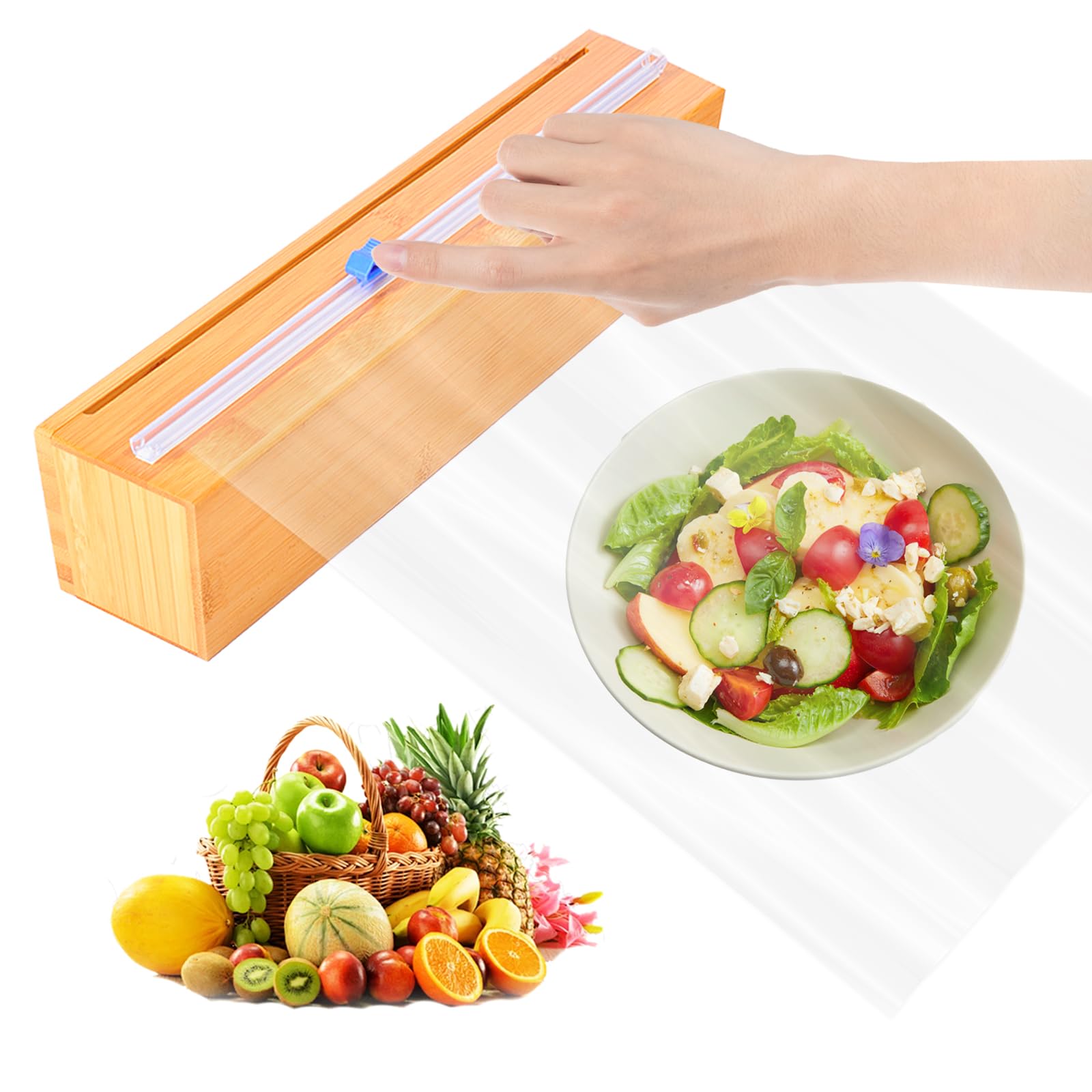 Plastic Wrap Dispenser with Cutter, Wrap Dispenser with Slide Cutter, for Aluminum Foil, Plastic Wrap and Wax Paper, Fits 12" Roll