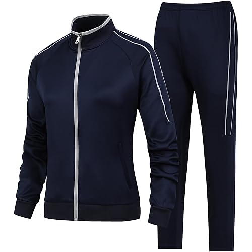 Women's 2 Pieces Athletic Tracksuit Full-Zip Workout Sweatsuit with Active Jackets and Pants