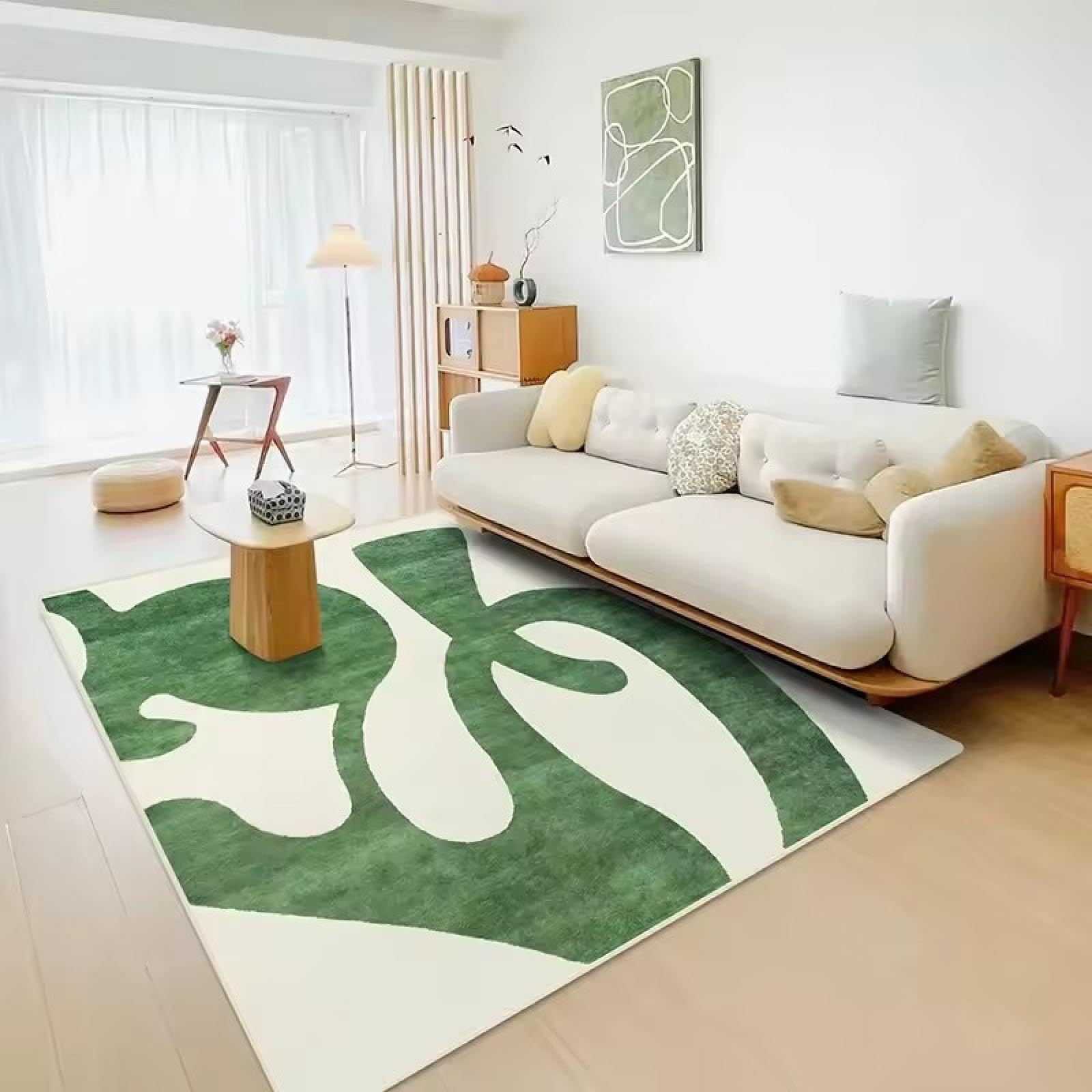 Tapis de chambre de luxe abstrait vert grand format