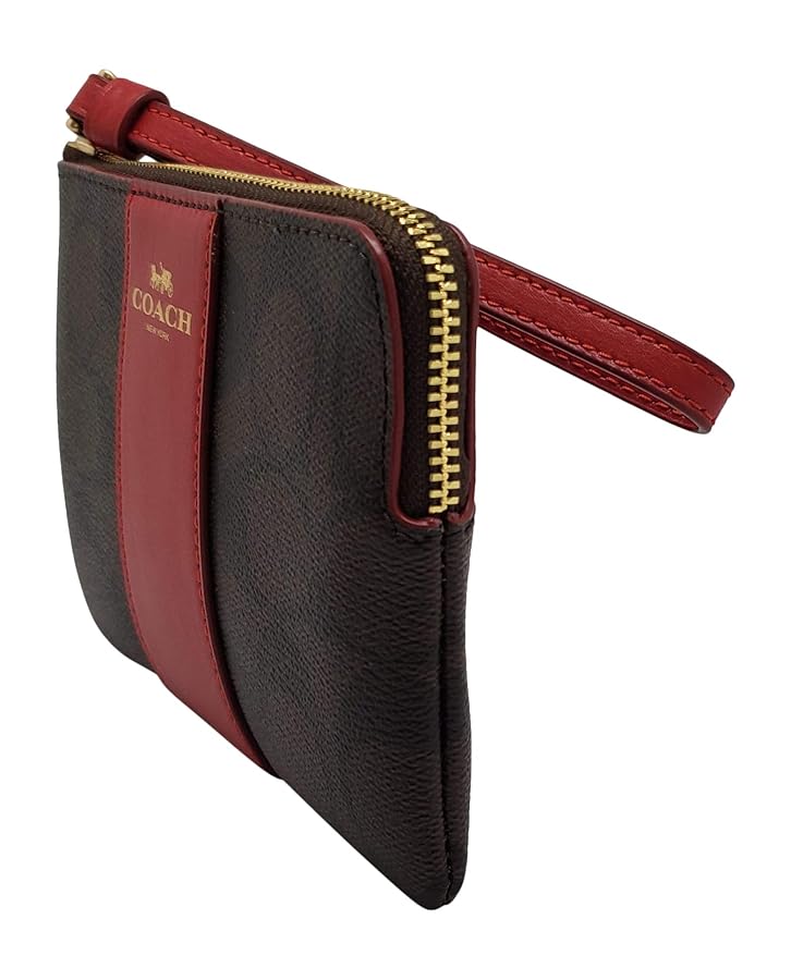 Coach Signature PVC Leather Corner Zip Wristlet (Brown True
