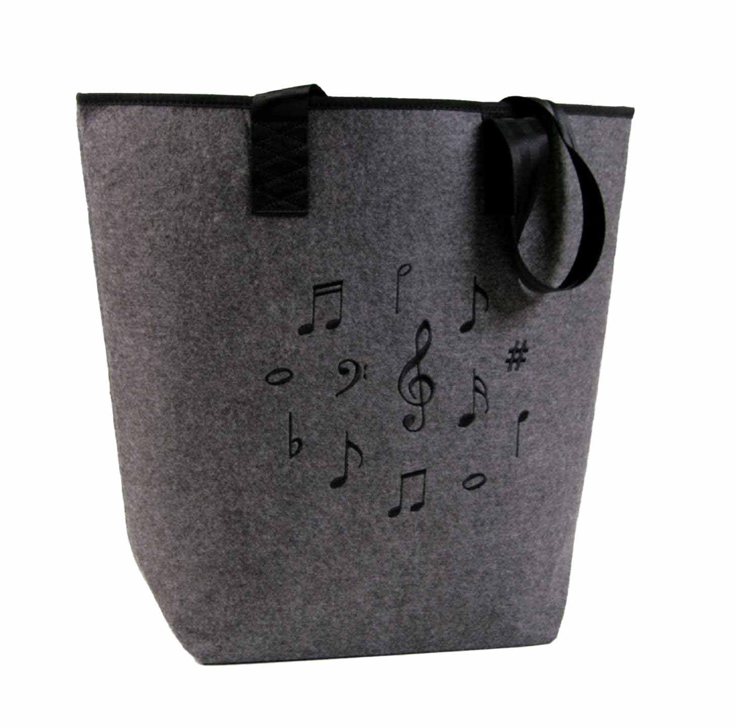Filztasche mit Motiv Notenmix schwarz