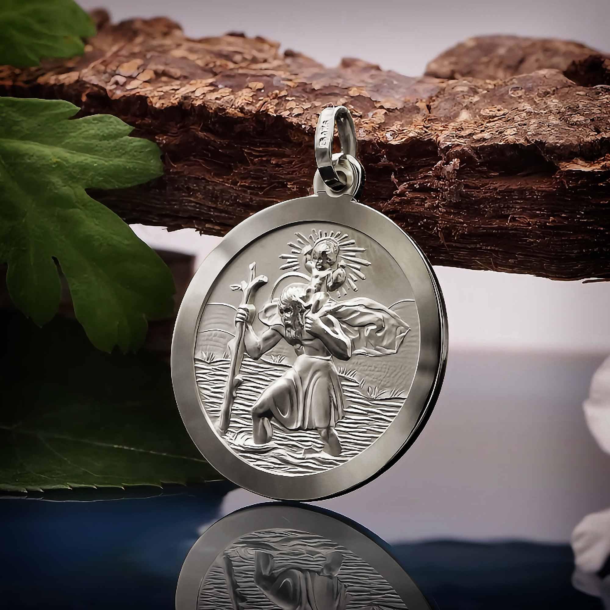 Clever Schmuck Zestaw srebrnych zawieszek przód duży chrzesztang Ø 24 mm antyk czerniony błyszczący tył matowy z łańcuszkiem weneckim 60 cm oba rodowane srebro wysokiej próby 925