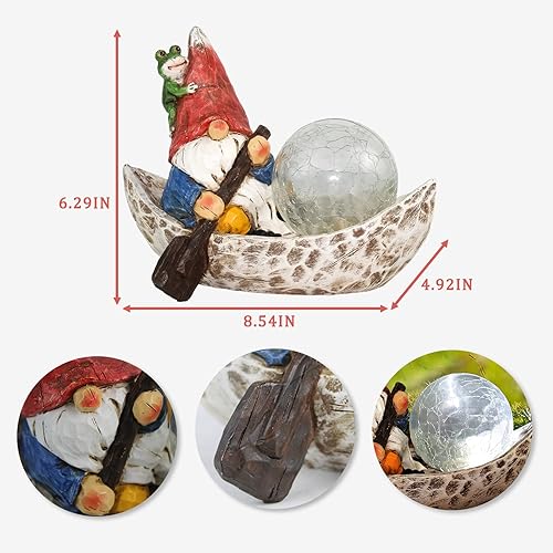 Miniatura 7 de Estatua de gnomo de jardín, figura de gnomos solares, decoración de gnomos al aire libre, decoraciones de gnomos para patio con luz solar,