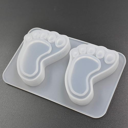 Miniatura 5 de Molde epoxi para huellas de bebé, llavero colgante de bricolaje, hecho a mano, molde de silicona de fundición de resina AB, 1.8 x 1.4 x 0.6 pulgadas