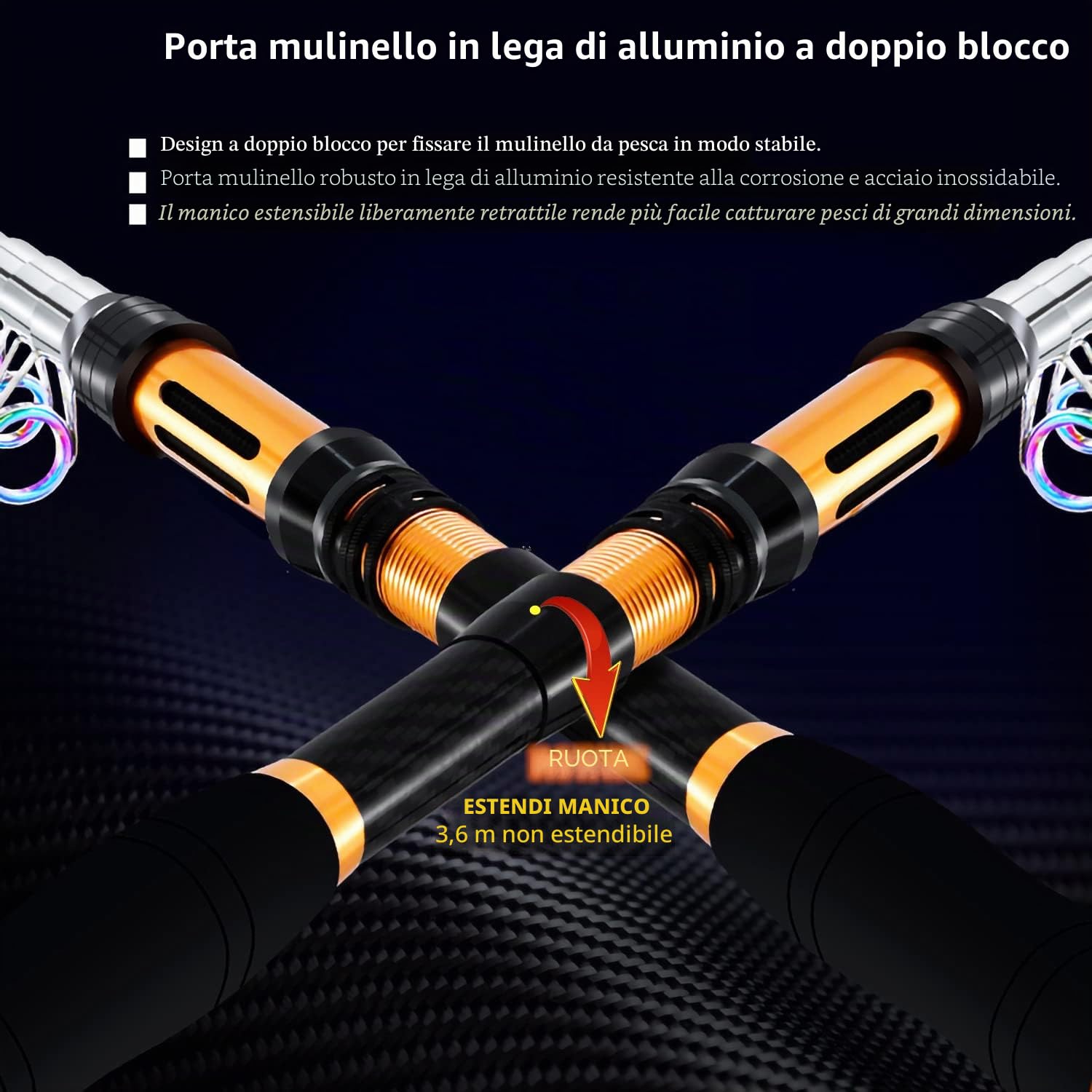 Set Combinato Canna Da Pesca Telescopica Mulinello Da Spinning 100% Carbonio Con Borsa Esche Per Mare Acqua Dolce Stagno Fiume