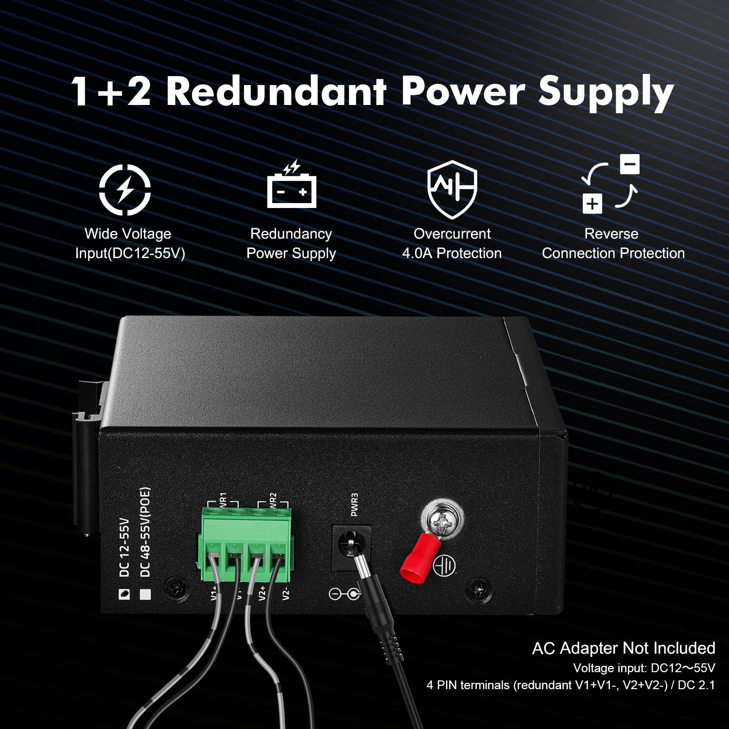 MokerLink 10 Port Industrial DIN Rail Switch, 8 Ports 100Mbps,1 Gigabit Ethernet and 1 SFP Uplink, DIN-Rail & Wall Mount