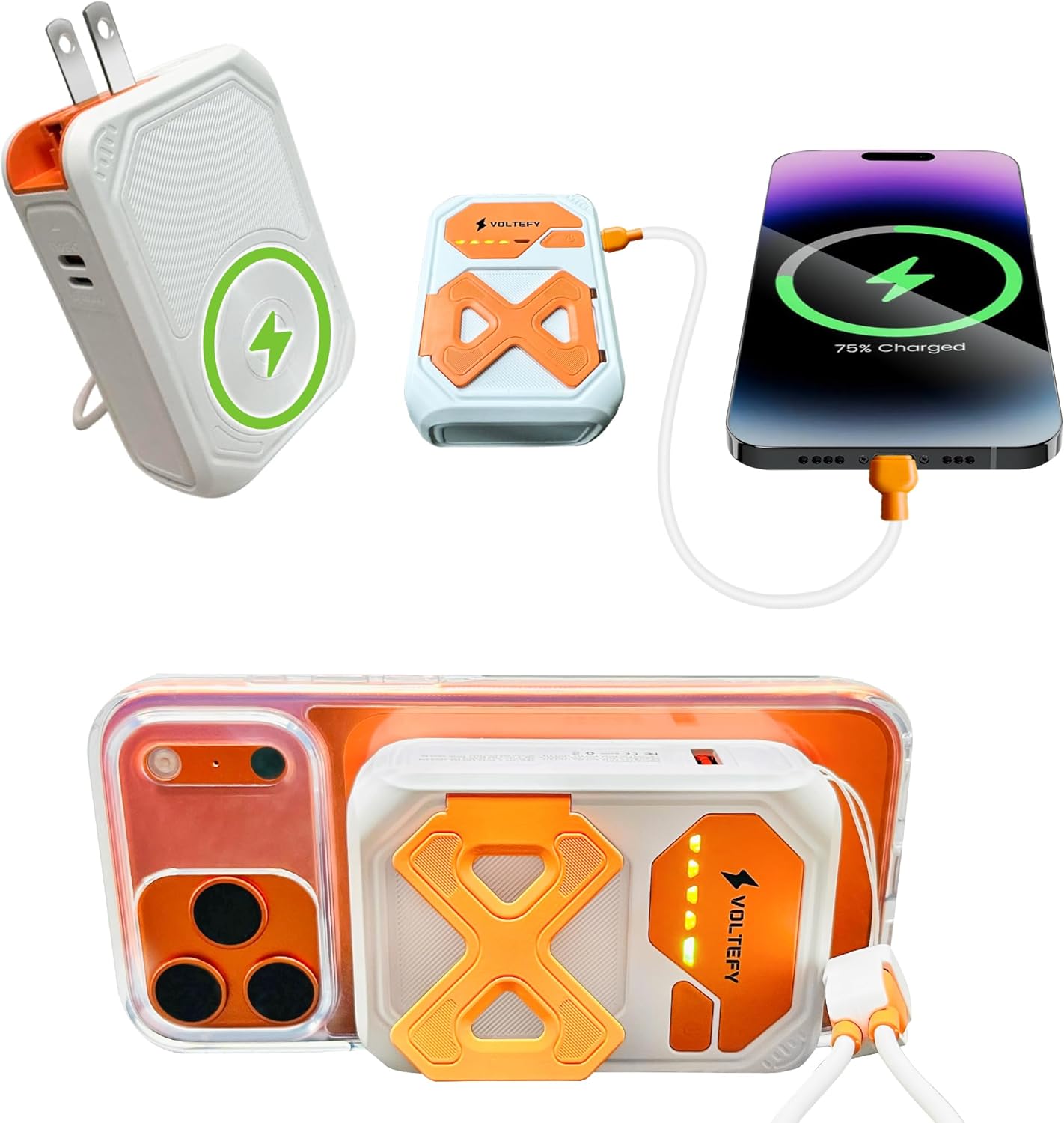 5-in-1 Magnetic Power Bank, 10000 mAh Mini PowerBank with Built-in AC Plug,22.5W Fast Charging, Magnetic Safe Battery Pack, PowerBank Compatible with iPhone 17/16, USB C Cable Included
