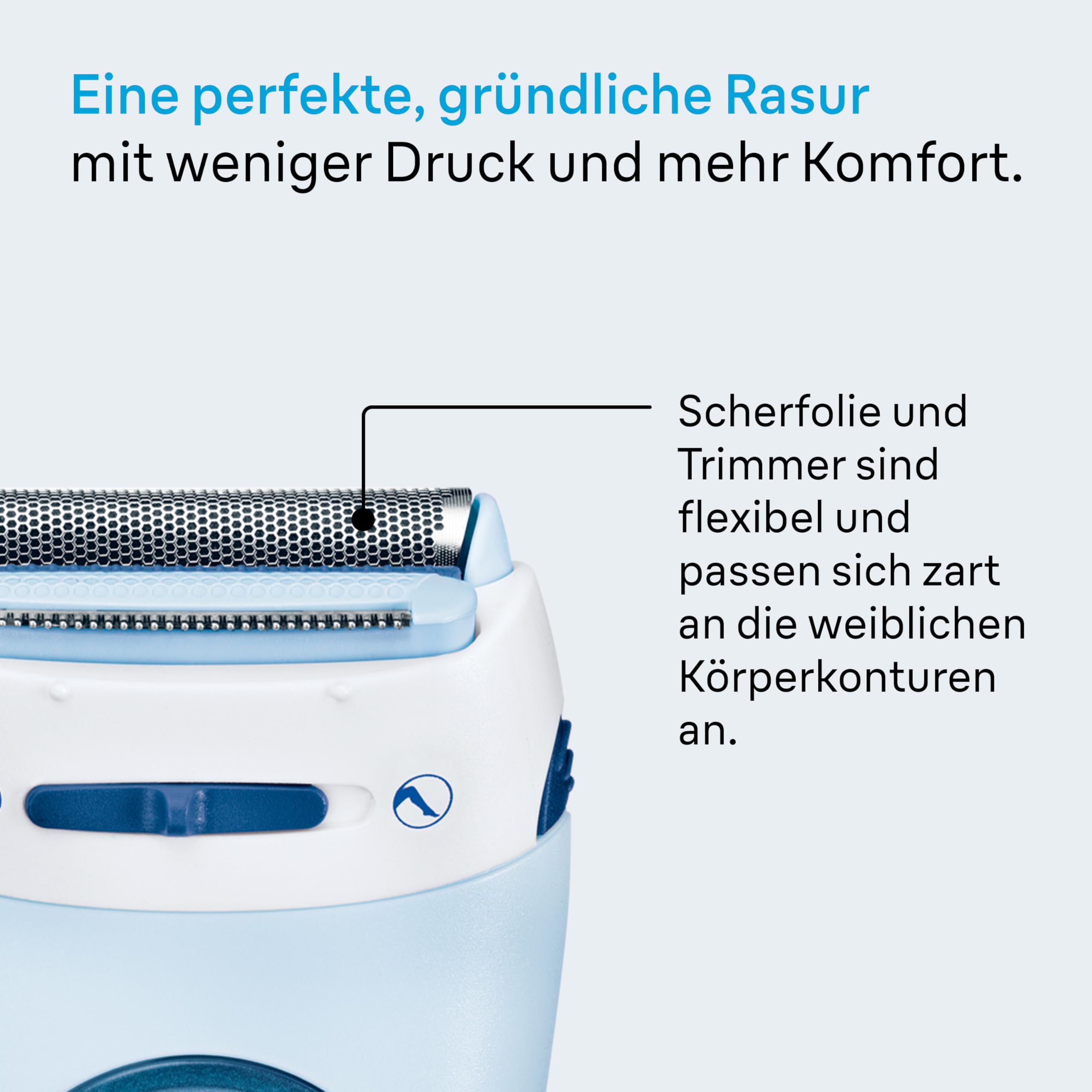 Braun Silk-épil LS5160 3-in-1 Elektrischer Damenrasierer, Trimmer und Peeling System, Wasserdicht, Blau