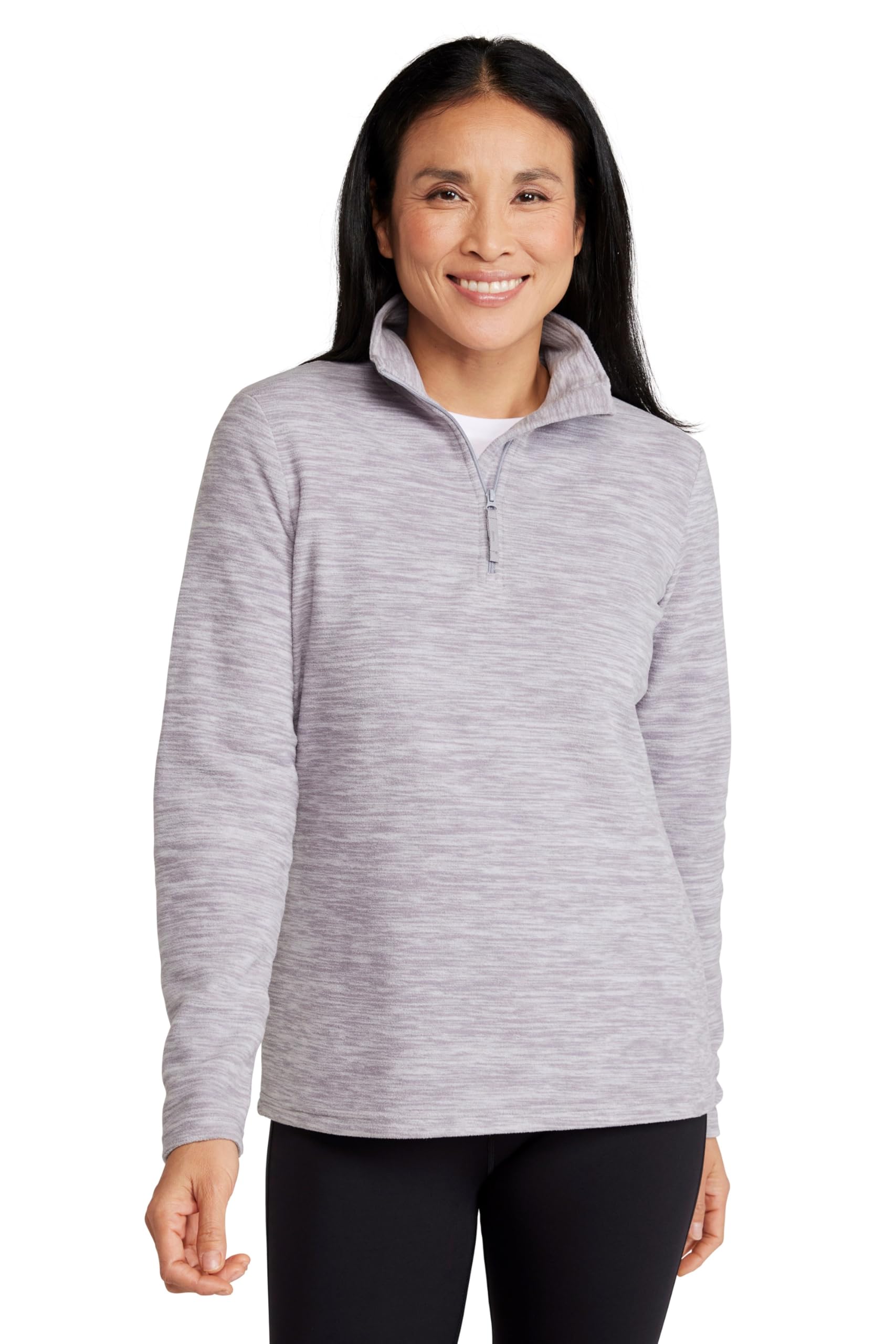Mountain Warehouse Women's Snowdon Fleece Top Quick Dry Half Zip Jumper in Grey | Size: 20