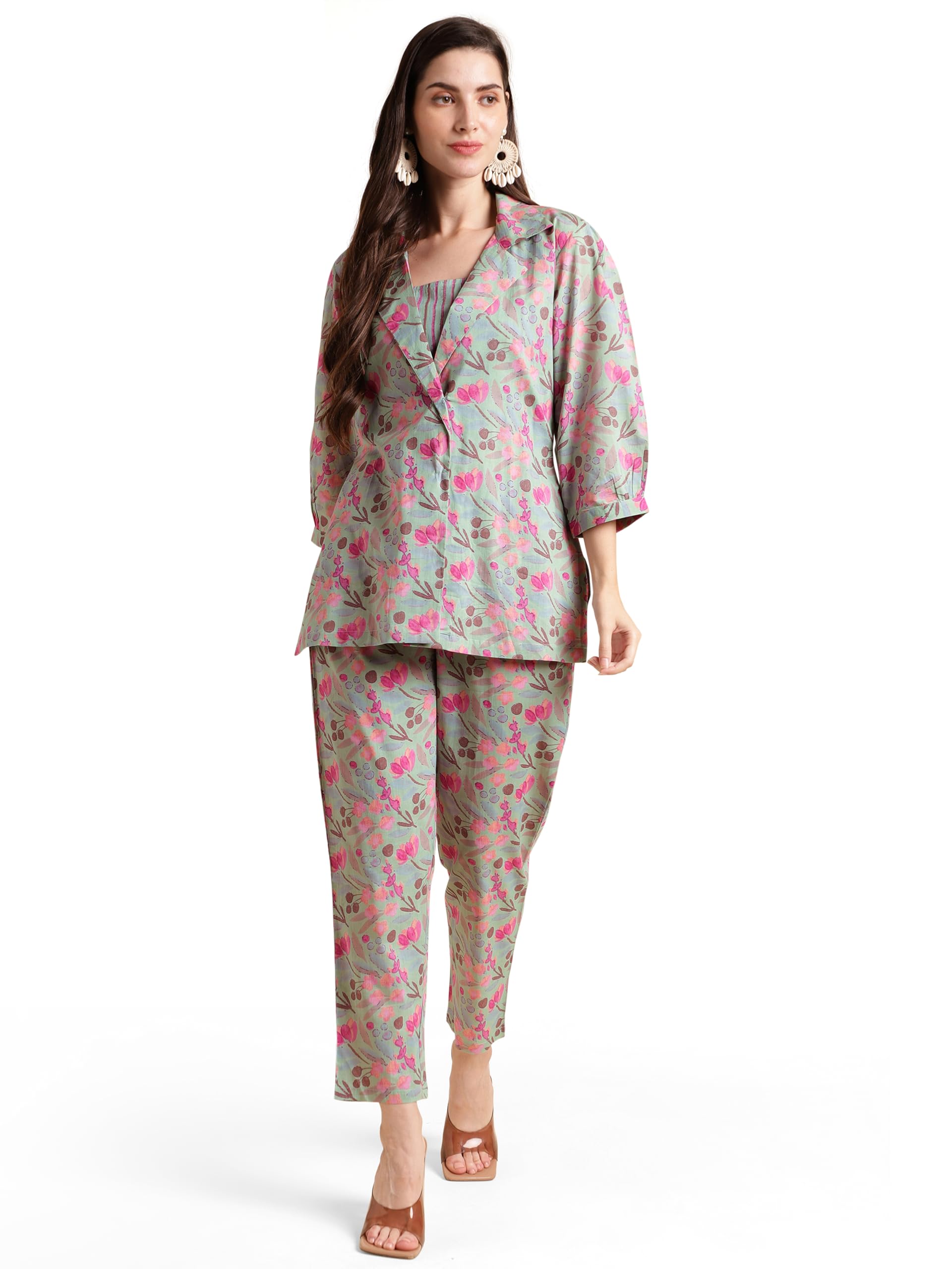Mirchi Fashionwomens Cotton Floral Printed Piece Co Ord Set