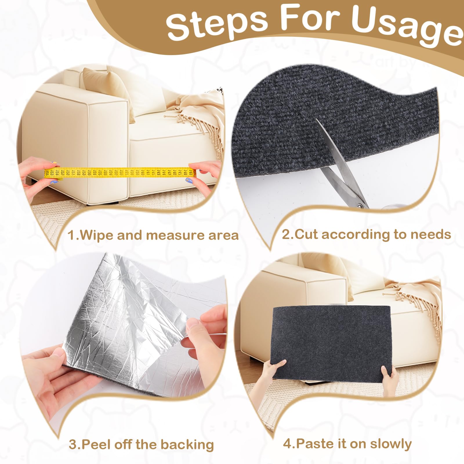 Tappeto Tiragraffi Per Gatti 30x100 Cm - Autoadesivo, Protezione Divani E Mobili - Foto 5