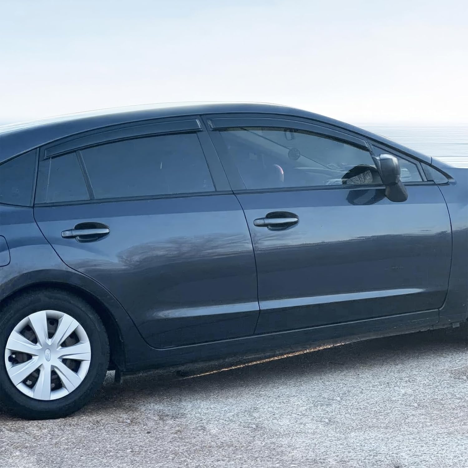 FREEMOTOR802 Tape-on Window Deflectors Fits 2013-2017 Subaru XV Crosstrek & 2012-2016 Subaru Impreza Hatchback | Dark Tinted Acrylic Rain Guards Side Window Visors Wind Deflectors, 4 Pieces Set