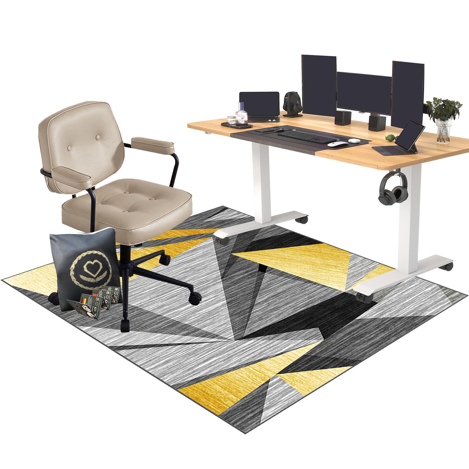 EYKWKB Office Chair Mats for Carpeted Floor | Multi-Purpose Hard Floor Protector for Home and Office | Non Slip Carpet Protector Chair Mat 90 x 140 cm | Low Pile Desk Chair Mat | Gaming Chair Mat