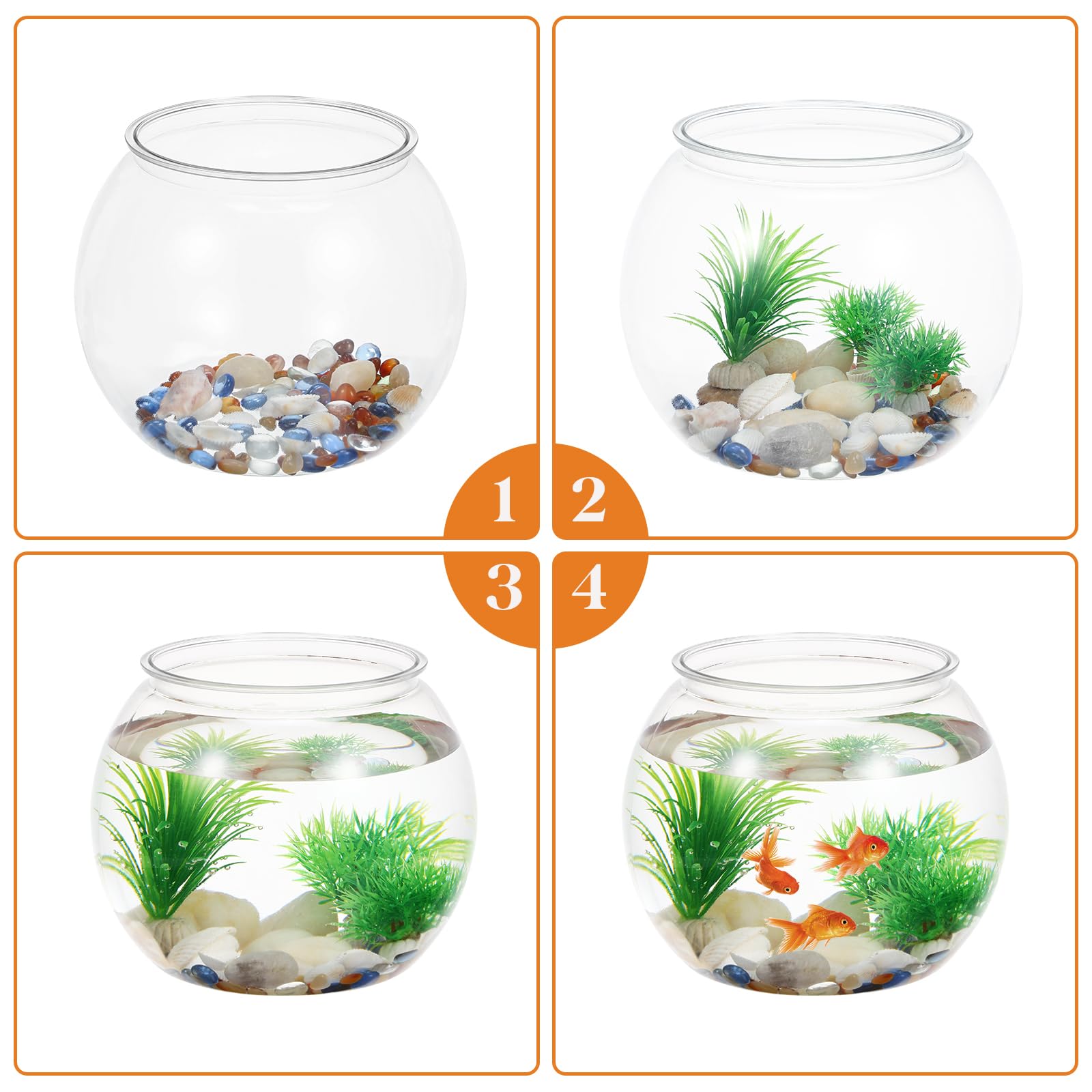 UKCOCO Bocal à Poissons: Ronde Aquariophilie Plastique Aquarium De Bureau Transparent pour Animal De Compagnie Petit Bocal À Poisson pour Poisson Rouge Betta