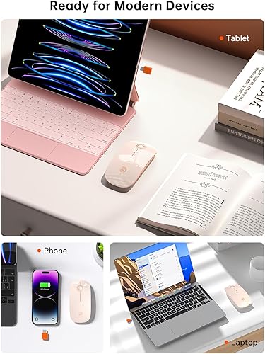 Miniatura 3 de RAPIQUE R306C - Ratón inalámbrico USB C, tipo C 2.4 GHz, mouse portátil para computadora, clic silencioso, ultrafino, DPI de 3 velocidades, duración