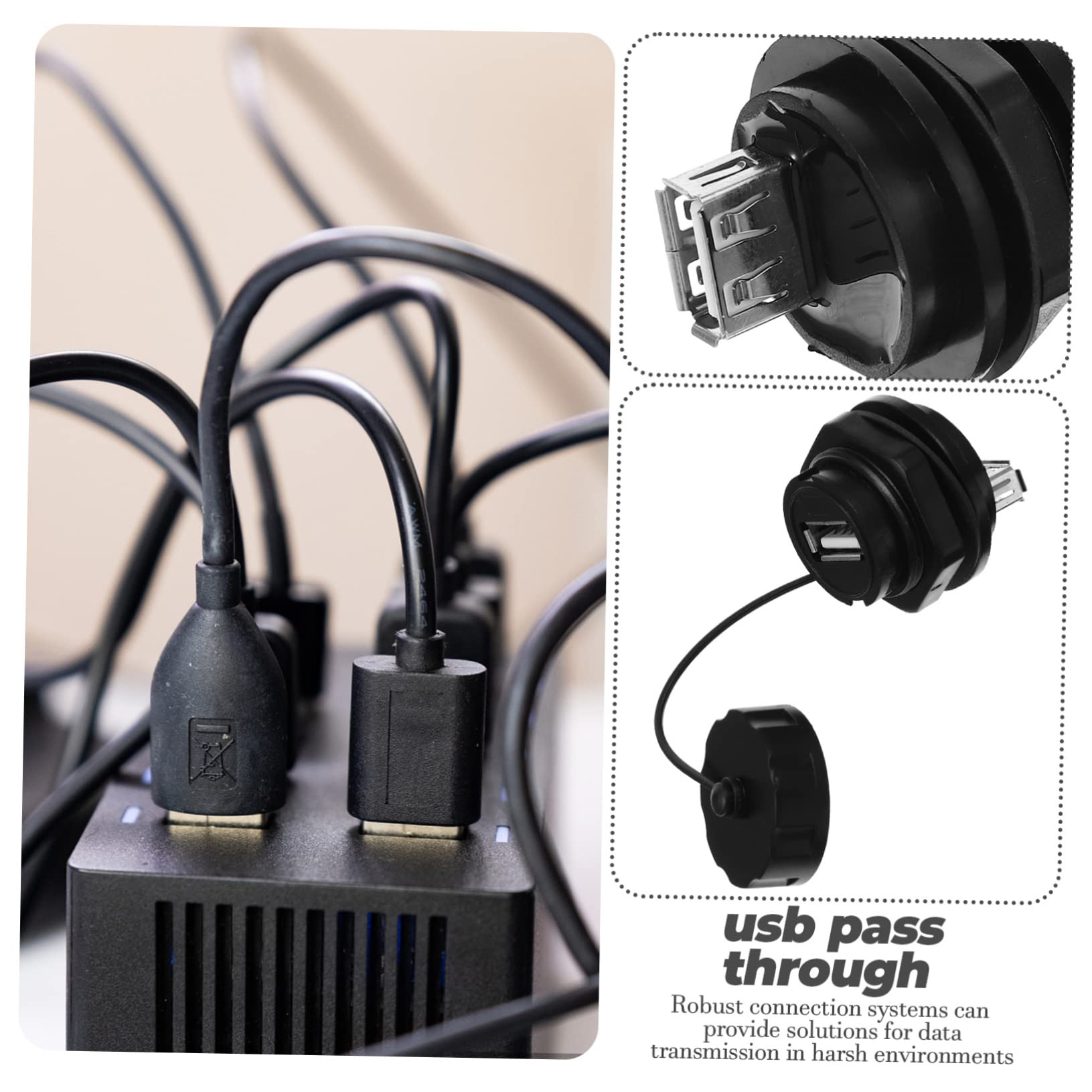 UKCOCO 5stücke USB Pass-Through Adapter Mit Wasserdichtem Design Für Dual-Female- Für Motorräder Und Yachten Schnelle Installation Hohe Übertragungsgeschwindigkeit Bis Mbps