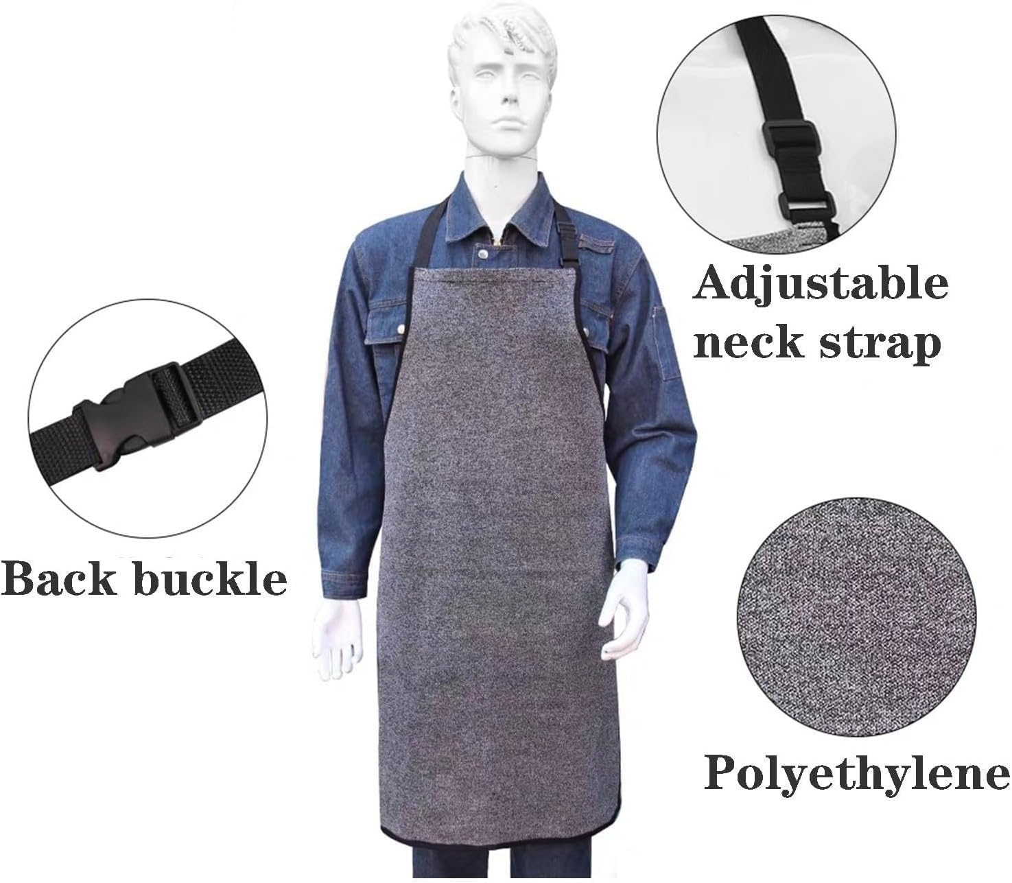 Delantal Anticorte De Trabajo, Delantal De Protección para Carnicero con Correa De Hombro Ajustable, Ropa De Seguridad Resistente Al Corte Y Al Desgaste para Procesamiento De Carne A