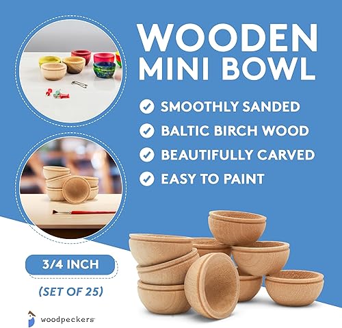 Miniatura 5 de Mini cuenco de madera sin terminar, 34 de pulgada, perfecto para modelos a escala, platos de casa de muñecas, proyectos de manualidades de madera y