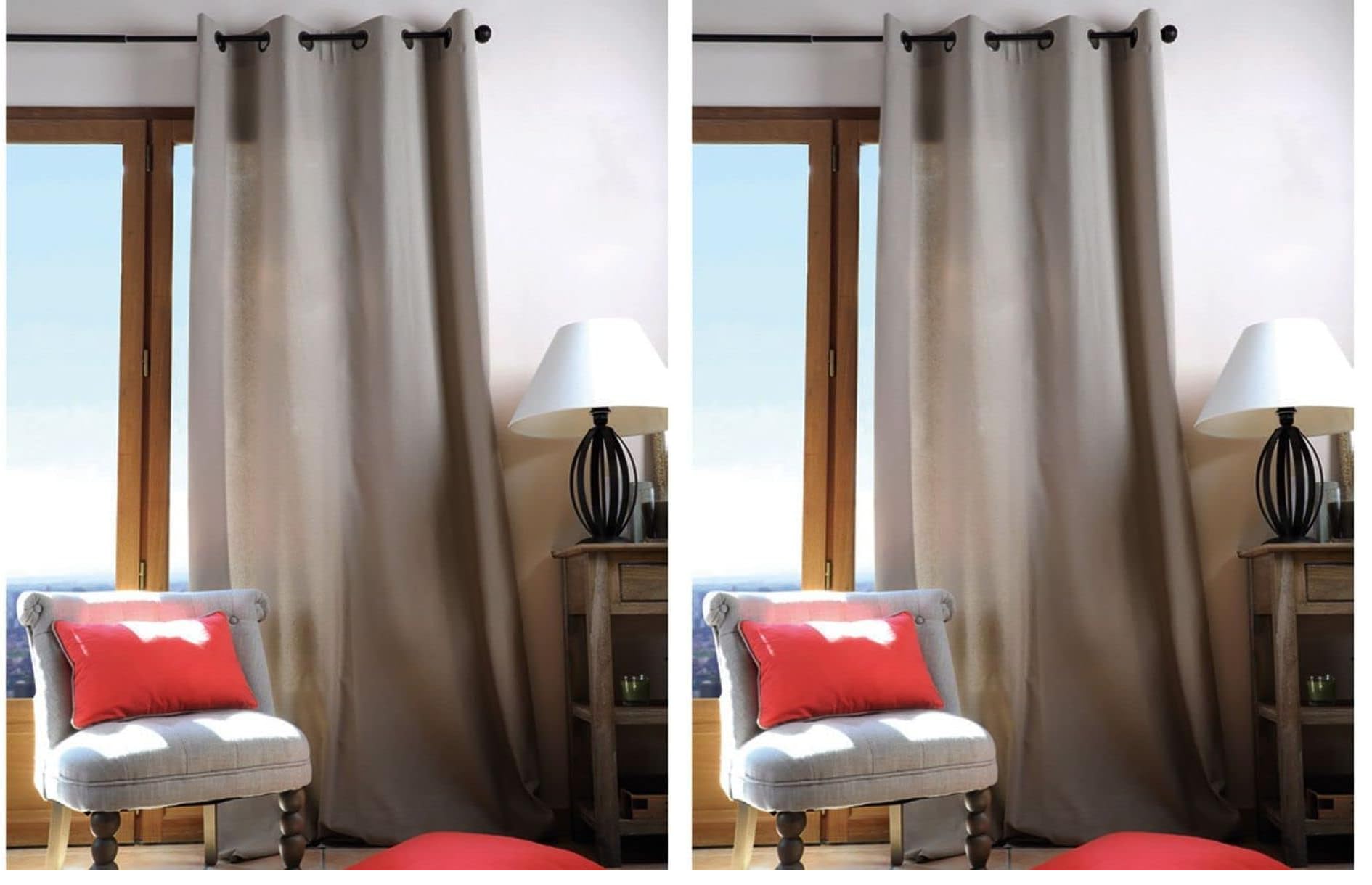 Rideau occultant uni coton lin 135x240 cm lot de 2 Stof