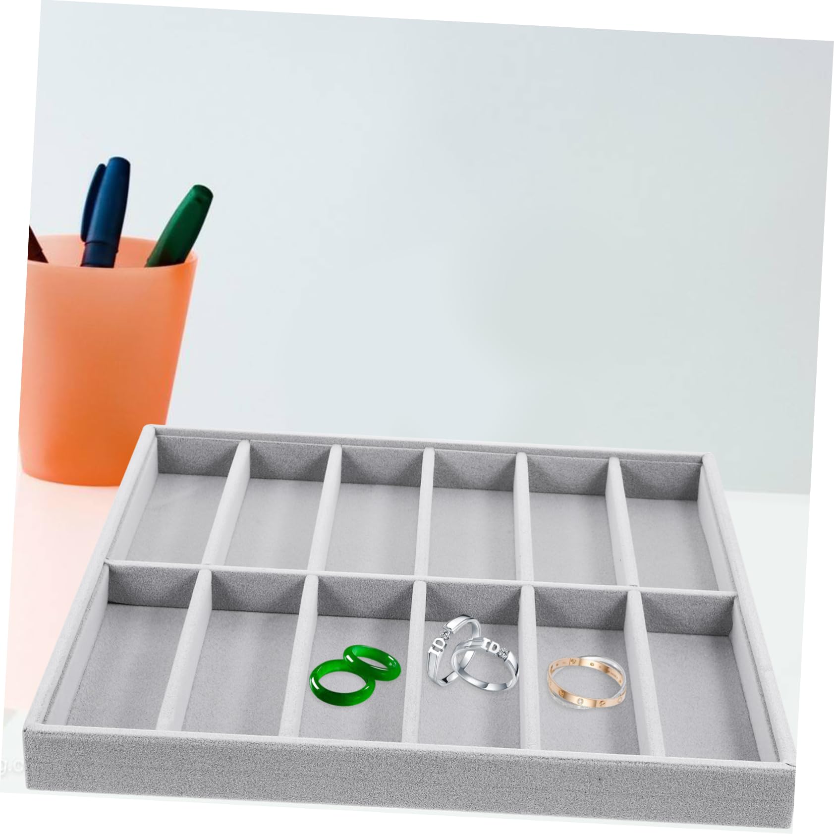 ABOOFAN Plateau de Rangement Empilable en Velours Couleur Neutre 12 Compartiments pour Lunettes de Soleil, Organisateur D'accessoires pour Ambiance Estivale sur Bureau de Boutique