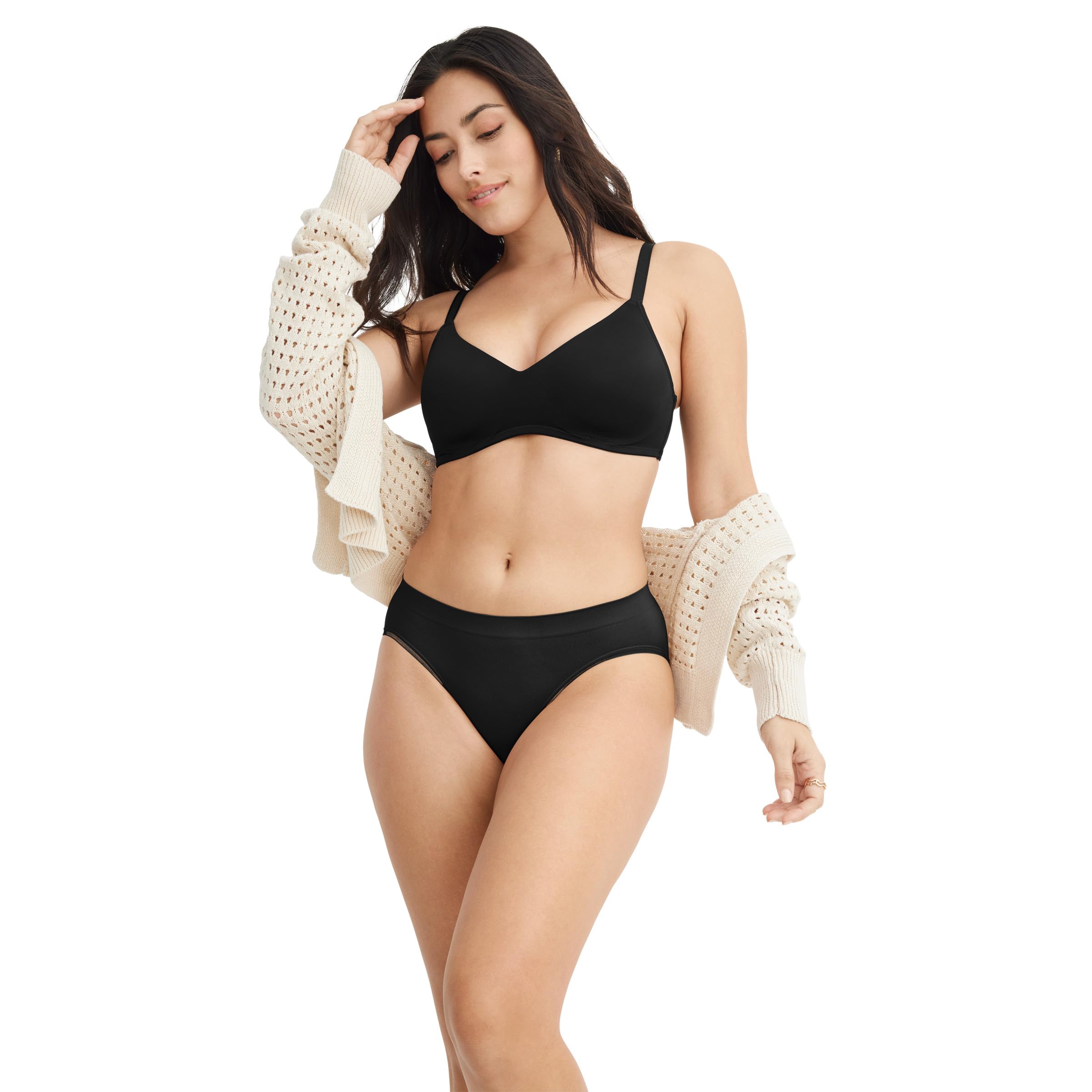 Jockey Reggiseno da donna liscio ed elegante, in microfibra, copertura completa, senza ferretto