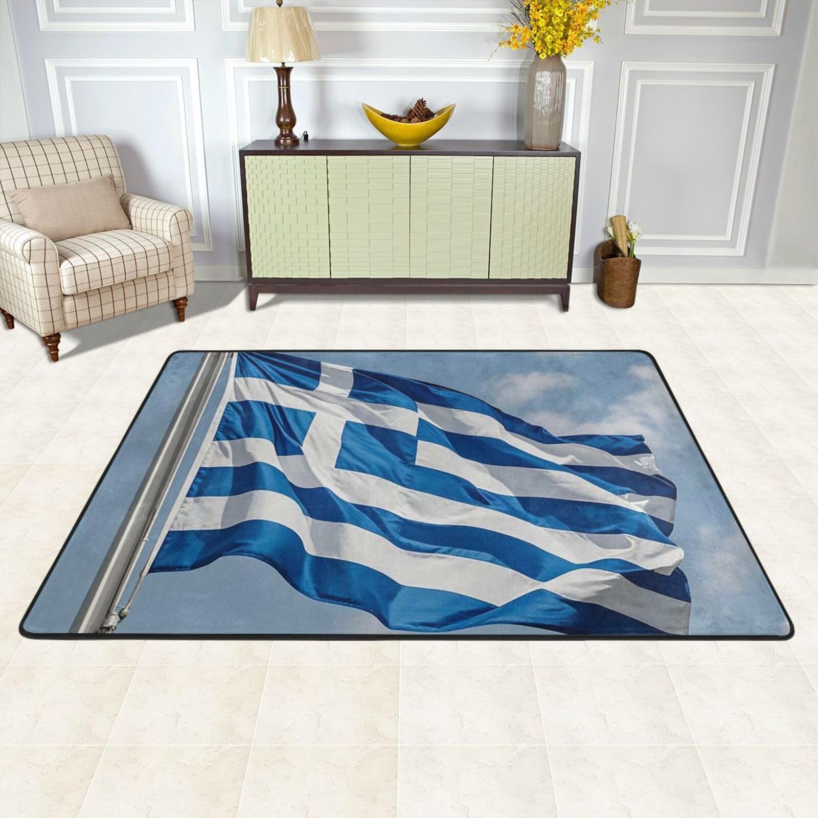 Paillasson antidérapant extérieur et intérieur lavable motif grec