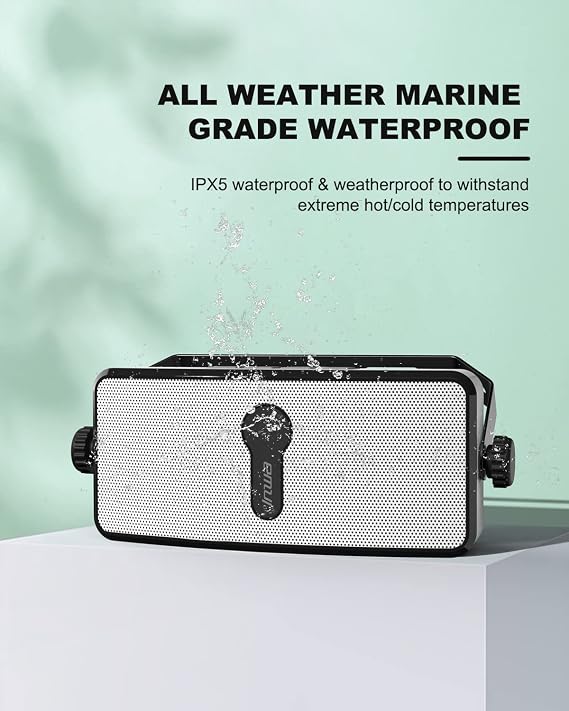 Inwa Bluetooth Outdoor Speaker, IPX5 Waterproof Wall Mount Speaker, Wireless Sync Up to 100 Speakers, Connect Seamlessly to Phone, Computer, Suitable for Patio, Porch, Gazebo, Garage, 2 PCS