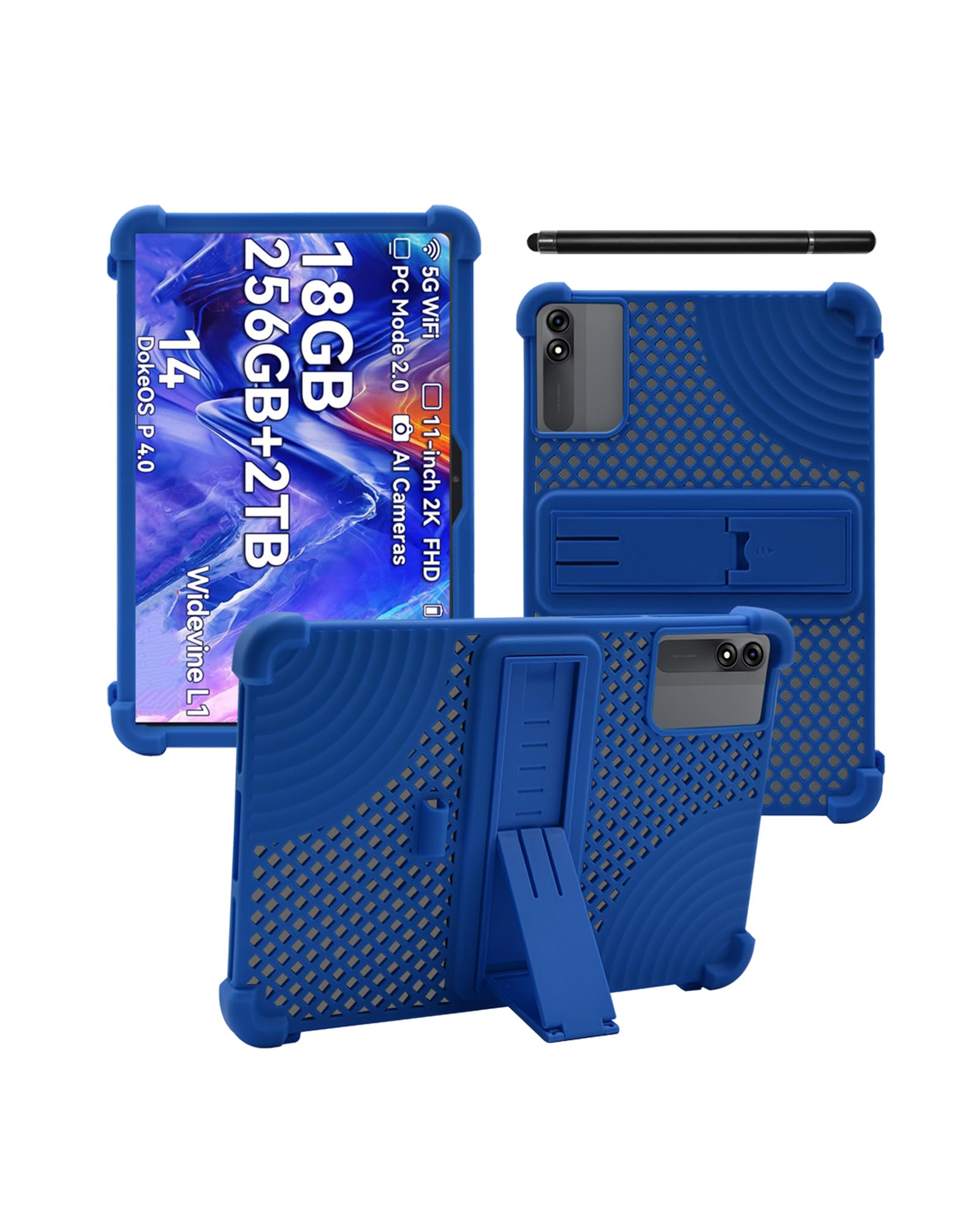 Case for Blackview Tab 9 WiFi Tablet 11 inch,WUNIAK Hollow Back Design Heat Dissipation Shockproof Lightweight Adjustable Kickstand Silicone Shell&