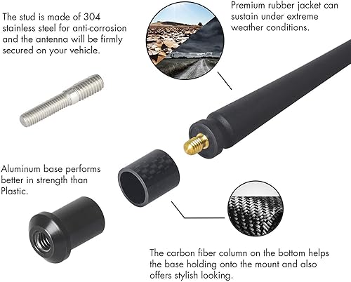Miniatura 5 de Rydonair Antena a prueba de lavado de automóviles compatible con Toyota Tundra Tacoma FJ Cruiser | Diseñada para una recepción optimizada de FM/AM