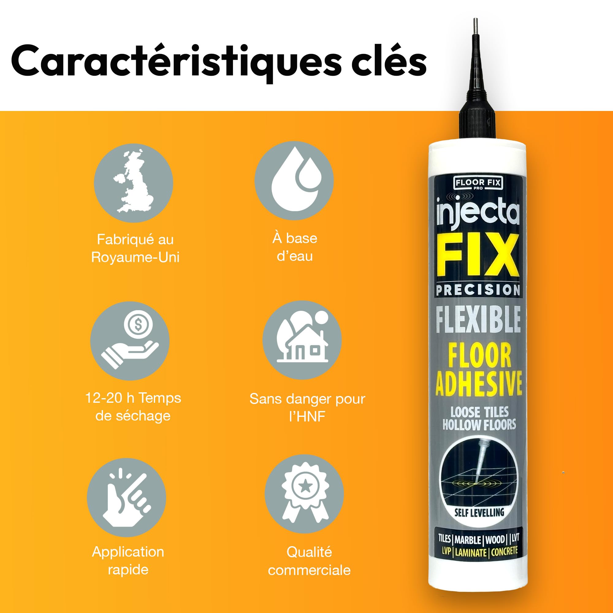 300ml De Floor-Fix Pro-Répare Les Carreaux Descellés Et Creux, Ultra-Résistant, S’écoule Sous Les Carreaux Et Adhère Rapidement. Comprend Une Pointe D’injection Brevetée De 1,9 mm (3)