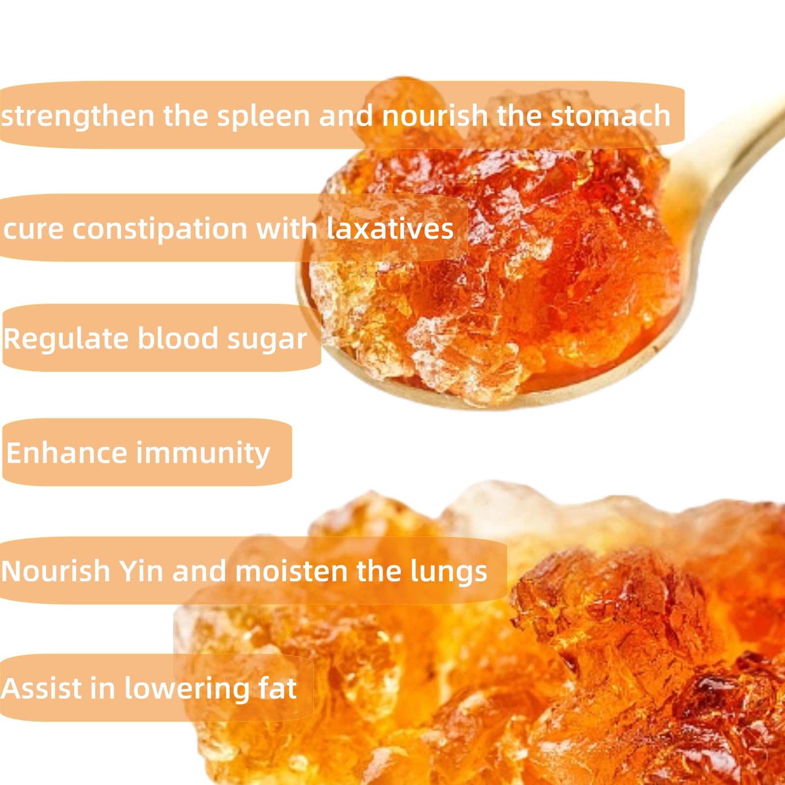 7.76oz Natural Wild Peach Gum Edible Peach Blossom Tears Tao Jiao,220g for Dessert, Drink, Soup, Tea, Health and Beauty Leisure Dessert Premium Freeze-Dried Fruits