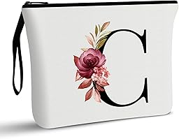 A-Z Personalized Makeup Bag,Birthday Gifts for Women Mom,Gifts for Best Friend,Bride Bridesmaid Cosmetic Bag(C)