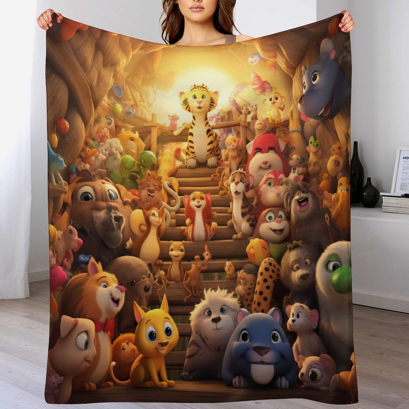 Couverture super douce pour lit ou canapé motif animaux 130x180