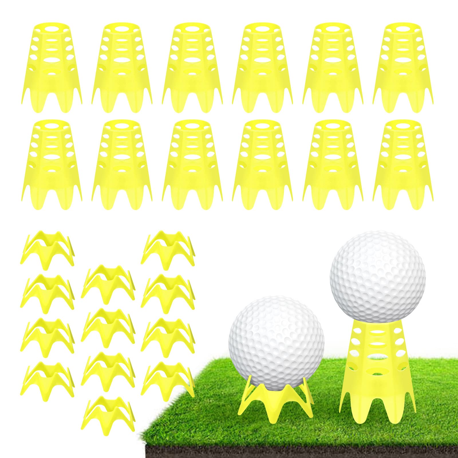 Rolitwils Golf Simulator tees, 22Pcs Plastic Golf Mat Tees for Home, Outdoor or Indoor Golf Tees for Training, Practice Golf tees for Winter Turf and Driving Range, Pack of 12 Tall & 12 Small