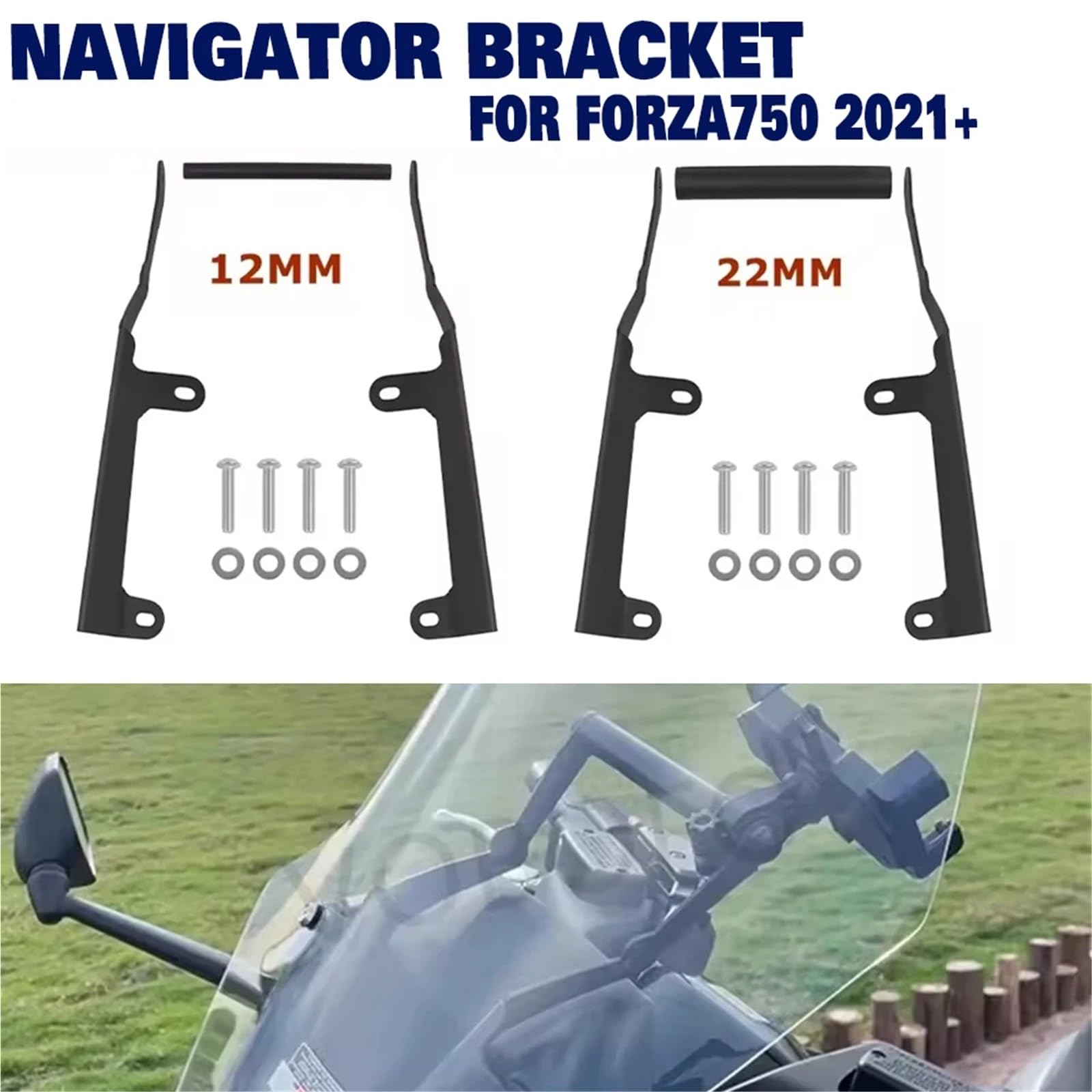 Uchwyt na nawigację GPS 12MM/22MM do Hondy Forza 750 FORZA750 2021-2025, stojak na telefon, uchwyt na kamerę samochodową Uchwyt do nawigacji GPS(22MM)