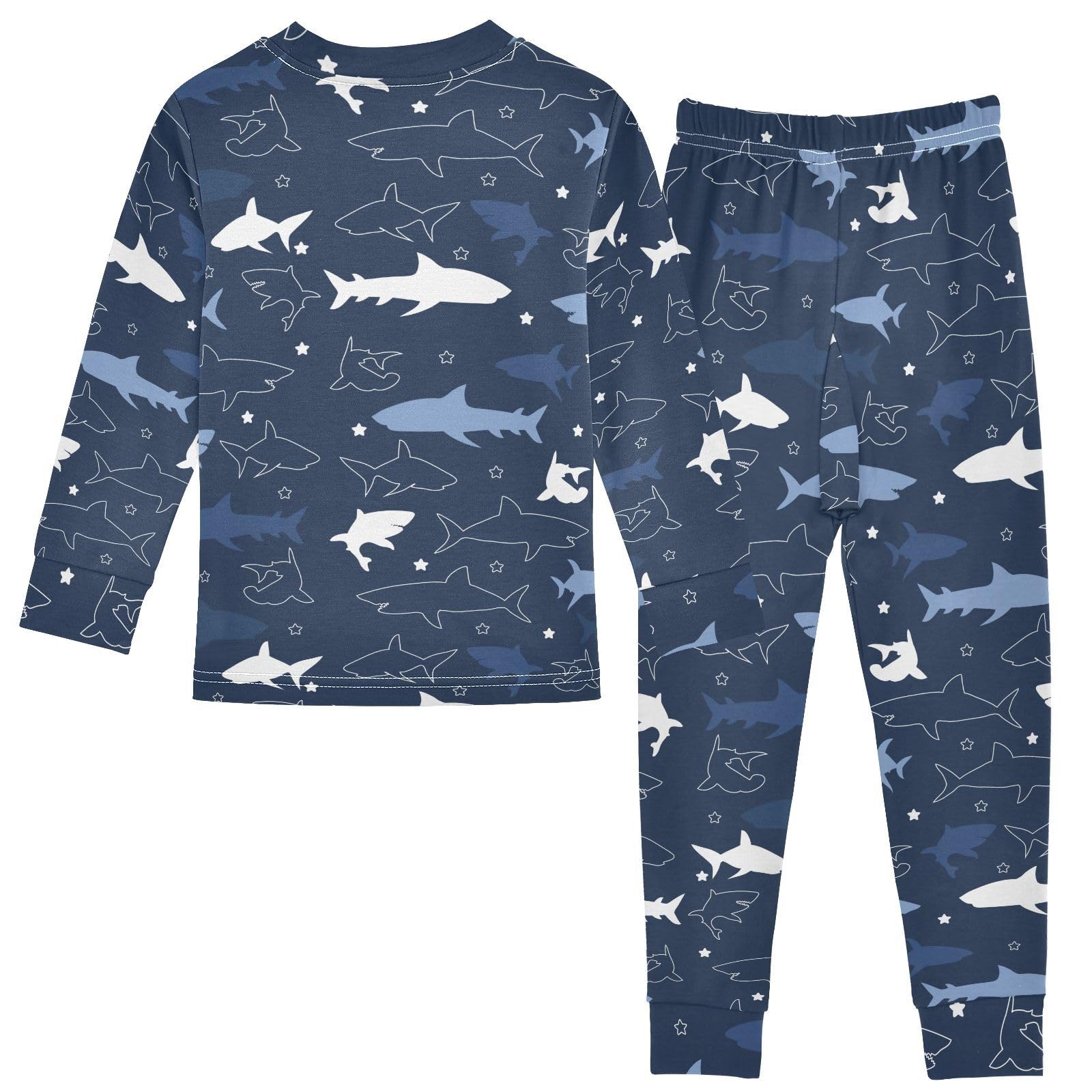 JHKKU Shark Pajamas Set Cotton 2 Piece Soft Comfy Pjs Long Sleeve Lounge Sleepwear 8Y