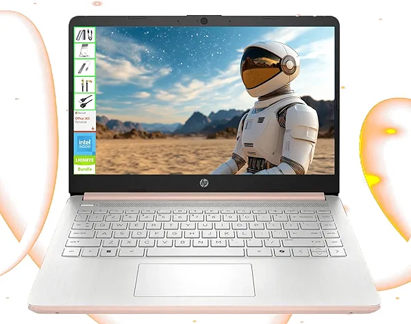 HP Laptop with Microsoft Office and 1TB Cloud Storage (1-Year) | 14 inch HD Computer | 16GB RAM | 128GB UFS & 128GB Portable SSD| Intel 4-Core CPU(Beat i3-10110U)| Windows 11 Home in S Mode| LE Bundle
