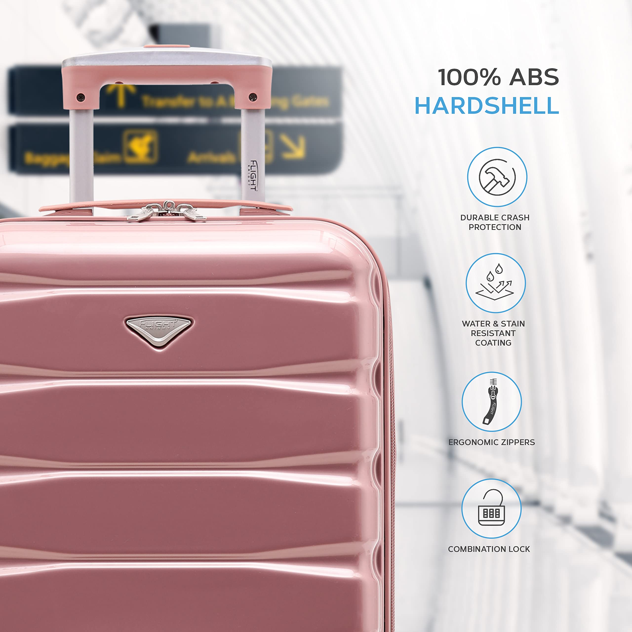 Flight Knight Cabin Suitcase 55x40x20 Ryanair Priority, EasyJet, Jet2 Lightweight Small Durable 4-Wheel Cabin Case, Carry-On for Over 60 Airlines, Hard Shell, 10kg Hand Luggage Bag (55 x 40 x 20 cm)