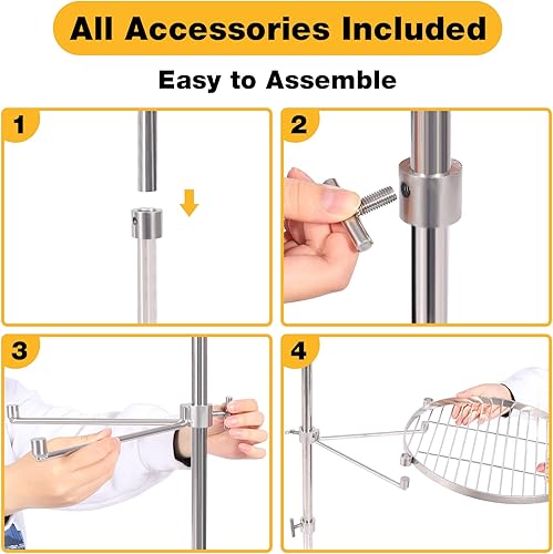 Miniatura 7 de REDCAMP Parrilla giratoria para fogata con base resistente, parrilla portátil de acero inoxidable para barbacoa al aire libre para cocinar con llama